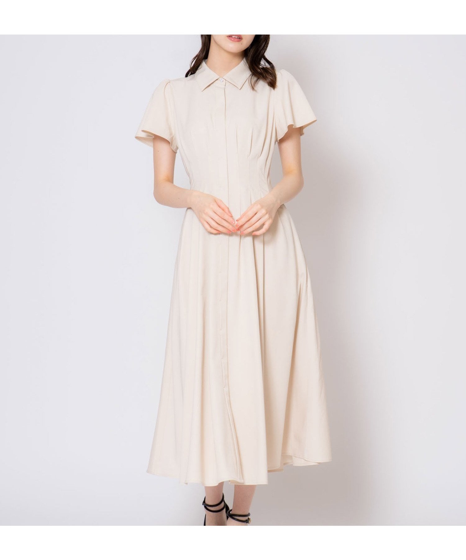 【ノエラ/Noela】の袖フリルタックシャツワンピース インテリア・キッズ・メンズ・レディースファッション・服の通販 founy(ファニー) 　ファッション　Fashion　レディースファッション　Fashion for Women　ワンピース　Dresses　シャツワンピース / 1枚で着映えコーデ　Shirt Dresses　デニム　Denim, Jeans Material　フリル　Frill, Ruffle　ポケット　Pocket, Pocket Detail　レース　Lace, Lace Fabric　人気　Popular, Best Seller　ベージュ|ID: prp329100004834308 ipo3291000000035211034