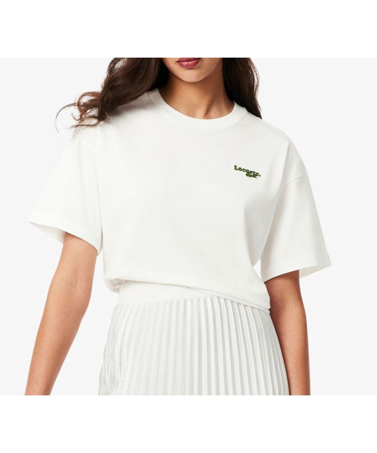 【ラコステ/LACOSTE】のネーム ワニロゴパッチクロップド半袖Tシャツ インテリア・キッズ・メンズ・レディースファッション・服の通販 founy(ファニー) 　ファッション　Fashion　レディースファッション　Fashion for Women　トップス・カットソー　Cut & Sew Tops　シャツ・ブラウス・オフィスカジュアル　Elegant Blouses & Button-Ups　ロングTシャツ・Tシャツ　Longline T-Shirts & Tees　シンプル　Simple, Minimal　トレンド　Trend, Trending Now　パッチ　Patch, Appliqué　ミックス　Mix, Mixed Style　ワンポイント　One Point, Statement Accent　半袖　Short Sleeve, Half Sleeve　ホワイト|ID: prp329100004834813 ipo3291000000035214609