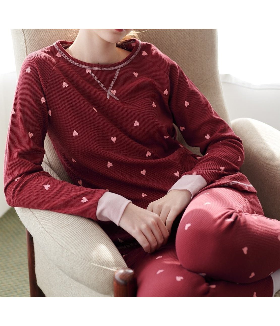 【ピーチジョン/PEACH JOHN】の【腹巻き付きで冷えやすいおなかをガード!】サーマルHARAマキパジャマ 人気、トレンドファッション・服の通販 founy(ファニー) 　ファッション　Fashion　レディースファッション　Fashion for Women　サーマル　Thermal, Waffle Knit　スウェット / スエット　Sweatshirt, Sweatwear　定番　Standard, Basic Item　人気　Popular, Best Seller　パジャマ　Pajamas, Sleepwear　フィット　Fit, Slim Fit　プリント　Print, Printed Pattern　ボトム　Bottoms, Lower Wear　ポケット　Pocket, Pocket Detail　無地　Plain, Solid Color　リボン　Ribbon, Bow　ワッフル　Waffle, Waffle Knit　ワンポイント　One Point, Statement Accent　おすすめ　Recommended / Our Picks　ギフト プレゼント　Gift / Present　 other-1|ID: prp329100004834833 ipo3291000000035214786