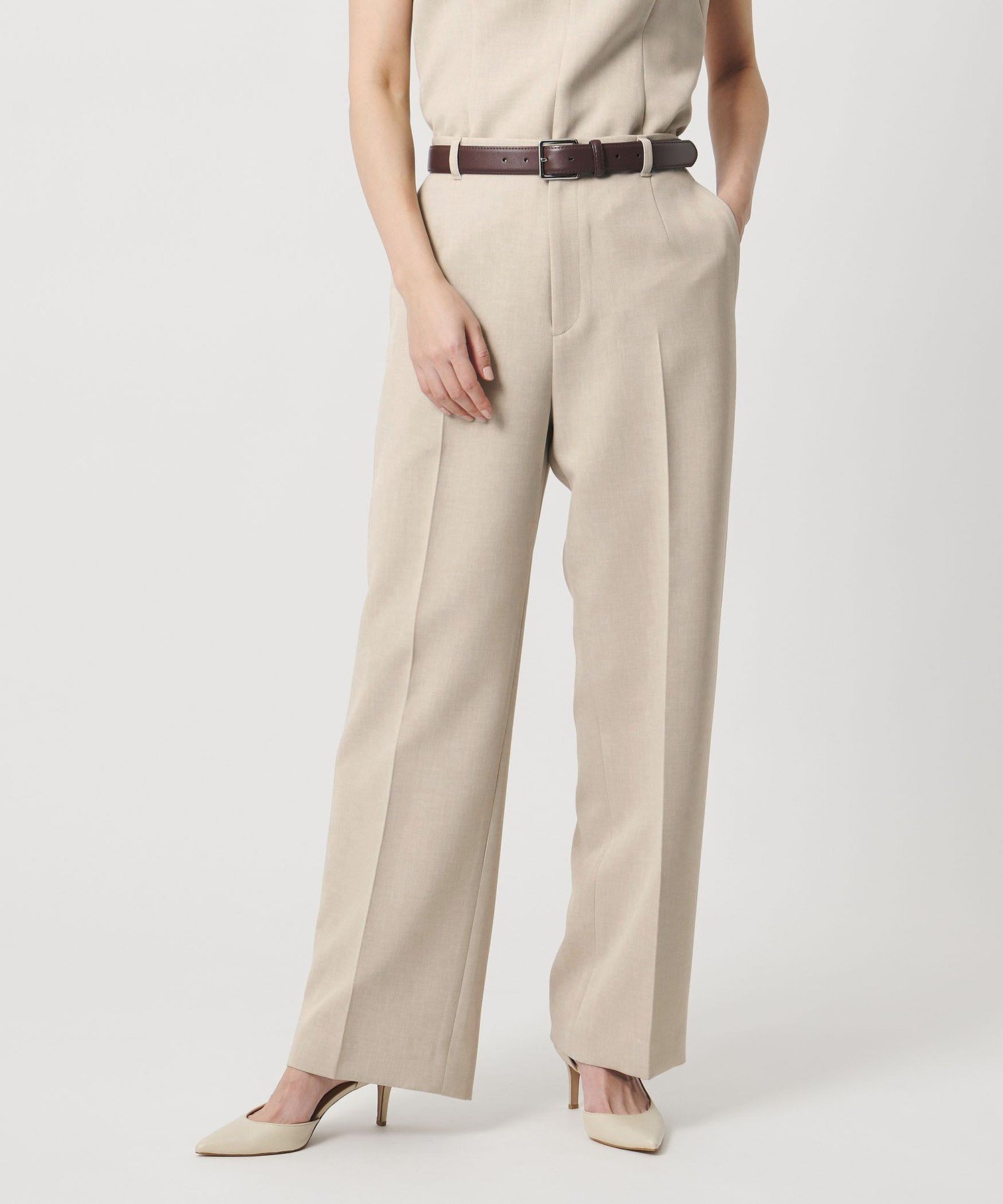 【ユナイテッドアローズ/UNITED ARROWS】のMARW UNITED ARROWS ストレート パンツ インテリア・キッズ・メンズ・レディースファッション・服の通販 founy(ファニー) 　ファッション　Fashion　レディースファッション　Fashion for Women　パンツ　Pants & Trousers　シンプル　Simple, Minimal　ジャケット　Jacket, Outerwear　ストレート　Straight, Straight Cut　セットアップ　Set-Up, Coordinated Outfit　タイトスカート　Pencil Skirt, Tight Skirt　定番　Standard, Basic Item　ノースリーブ　Sleeveless, No-Sleeve　人気　Popular, Best Seller　プリーツ　Pleats, Pleated　ポケット　Pocket, Pocket Detail　ビジネス 仕事 通勤　Business / Work / Commuting　NATURAL|ID: prp329100004834871 ipo3291000000035215074