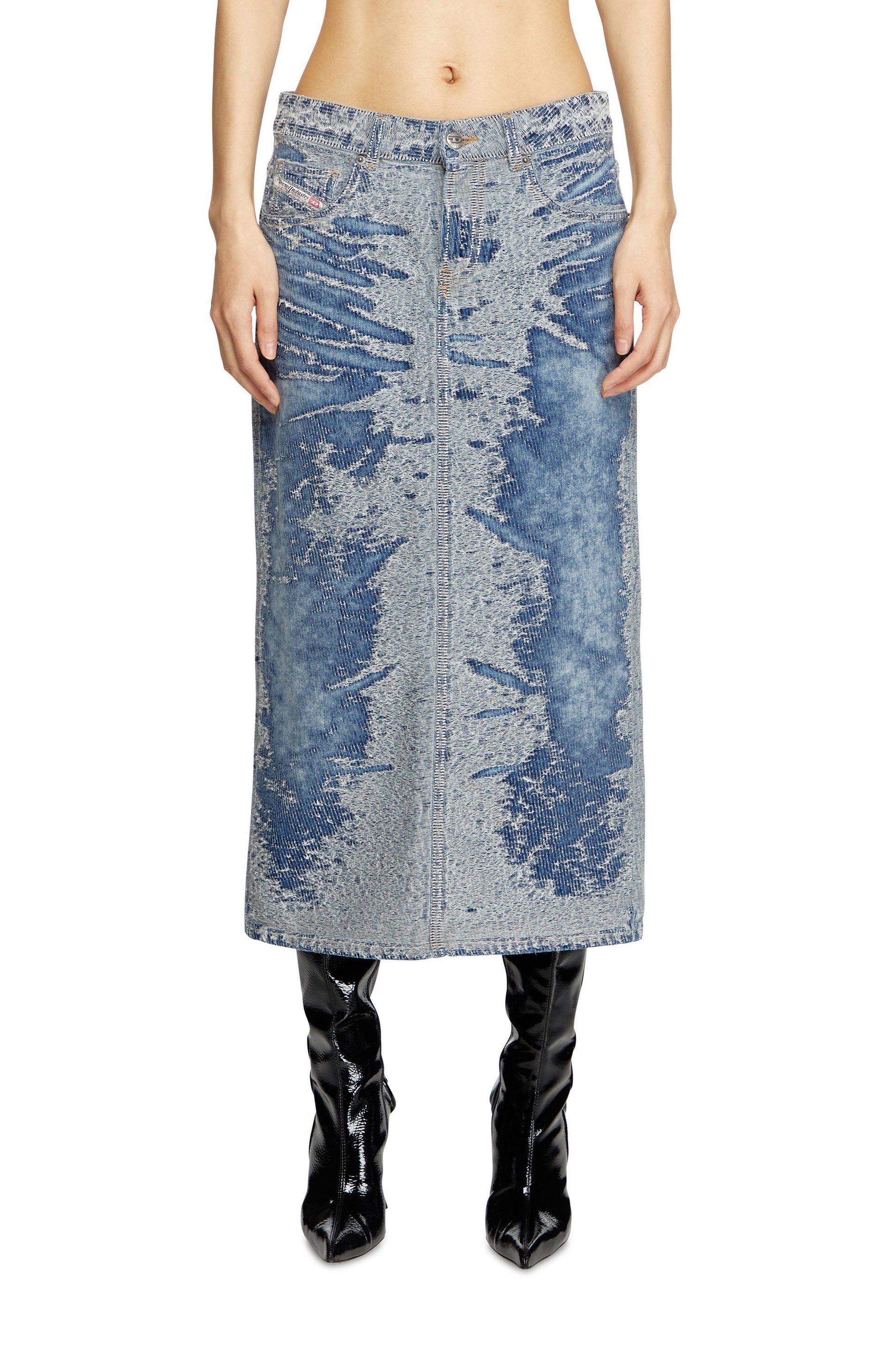 【ディーゼル/DIESEL】のウィメンズ デニムスカート DE-SKYE-S 人気、トレンドファッション・服の通販 founy(ファニー) 　ファッション　Fashion　レディースファッション　Fashion for Women　スカート　Skirts　デニムスカート・カジュアルスカート　Denim Skirts　ウォッシュ　Washed Finish　ジャカード／ジャガード　Jacquard, Woven Pattern　ストレート　Straight, Straight Cut　デニム　Denim, Jeans Material　ワーク　Workwear, Utility Style　 other-1|ID: prp329100004834905 ipo3291000000035215461