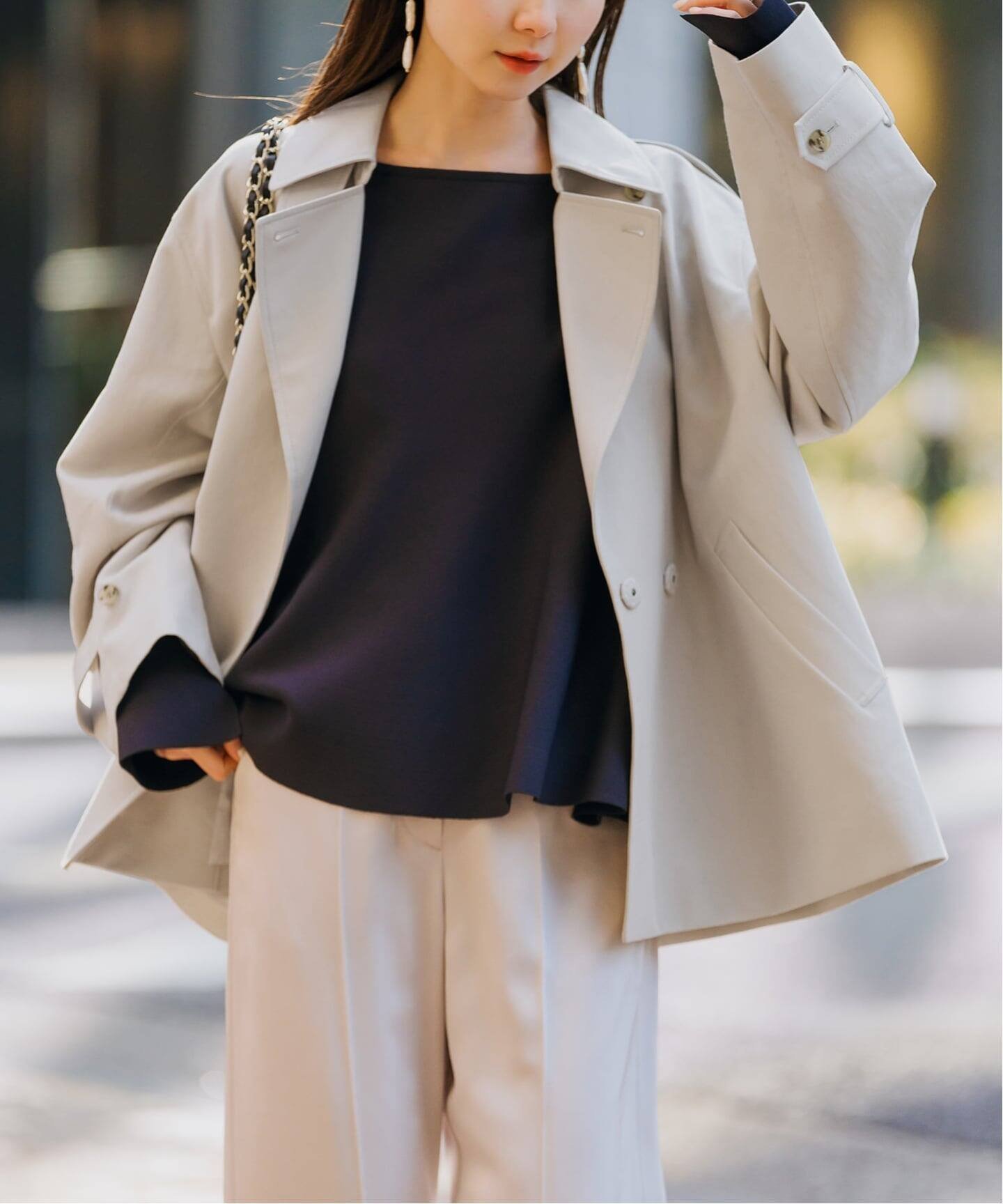 【ノーブル / スピック&スパン/NOBLE / Spick & Span】の《WEB限定追加 》コットンダブルクロスハーフコート インテリア・キッズ・メンズ・レディースファッション・服の通販 founy(ファニー) 　ファッション　Fashion　レディースファッション　Fashion for Women　アウター　Coat / Outerwear Collection　コート・ロングコート・ピーコート　Long Coats, Peacoats & More　エアリー　Airy Texture　シンプル　Simple, Minimal　ダブル　Double, Double-Breasted　ハーフ　Half, Half-Length　フロント　Front, Front Design　人気　Popular, Best Seller　ビジネス 仕事 通勤　Business / Work / Commuting　再入荷　Restock / Back in Stock　ナチュラル|ID: prp329100004834934 ipo3291000000035215882