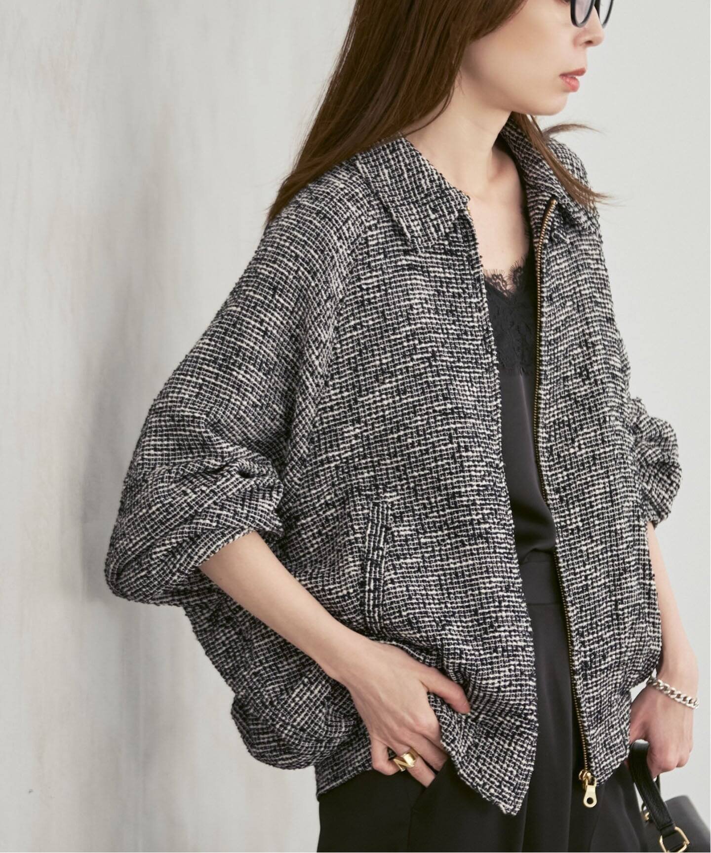 【ノーブル / スピック&スパン/NOBLE / Spick & Span】のCOUTURE D ADAM/クチュール ド アダム Summer Tweed ZIP JK インテリア・キッズ・メンズ・レディースファッション・服の通販 founy(ファニー) 　ファッション　Fashion　レディースファッション　Fashion for Women　アメリカン　American Style　エレガント 上品　Elegant　ヴィンテージ　Vintage Style　コレクション　Collection, Seasonal Line　サマー　Summer, Summer Style　ツイード　Twill, Twill Weave　プリント　Print, Printed Pattern　マニッシュ　Mannish, Boyish　リラックス　Relax, Relaxed Fit　ワーク　Workwear, Utility Style　夏　Summer　2026年　2026　ブラック|ID: prp329100004835017 ipo3291000000035216733