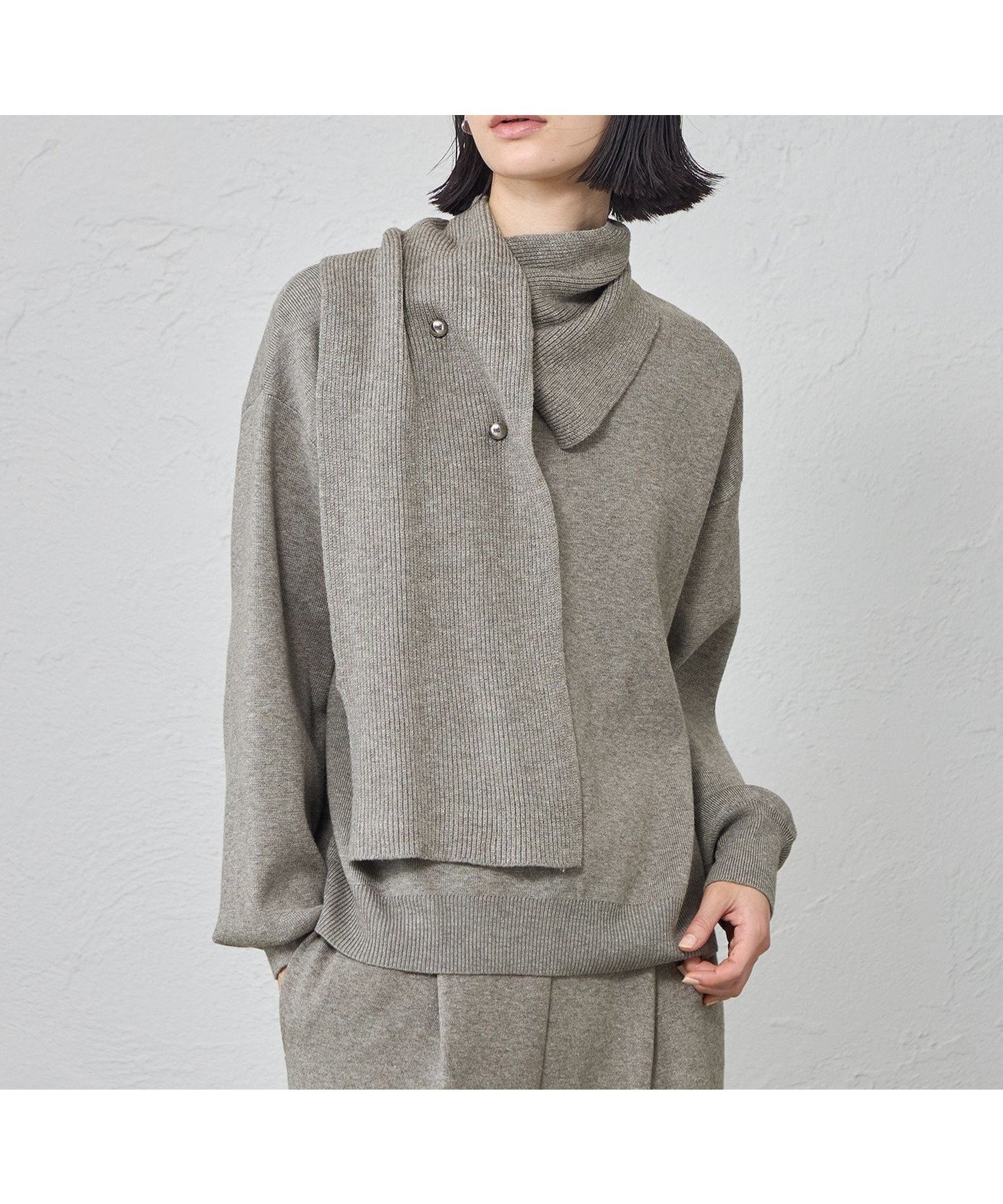 【キャスト/CAST】の【セットアップ対応】マフラードッキングニット インテリア・キッズ・メンズ・レディースファッション・服の通販 founy(ファニー) 　ファッション　Fashion　レディースファッション　Fashion for Women　トップス・カットソー　Cut & Sew Tops　ニット　Knit Tops & Sweaters　マフラー・スヌード / 冬小物の定番　Scarves & Mufflers　おすすめ　Recommended / Our Picks　アクセサリー　Fashion Accessories　ストレッチ　Stretch, Stretchy Fabric　セットアップ　Set-Up, Coordinated Outfit　ドッキング　Docking, Mixed Material　バランス　Balance, Style Balance　マフラー　Scarf, Muffler　エレガント 上品　Elegant　冬　Winter / This Winter　秋　Autumn　A/W・秋冬　Autumn/Winter　グレー2|ID: prp329100004835079 ipo3291000000035217587