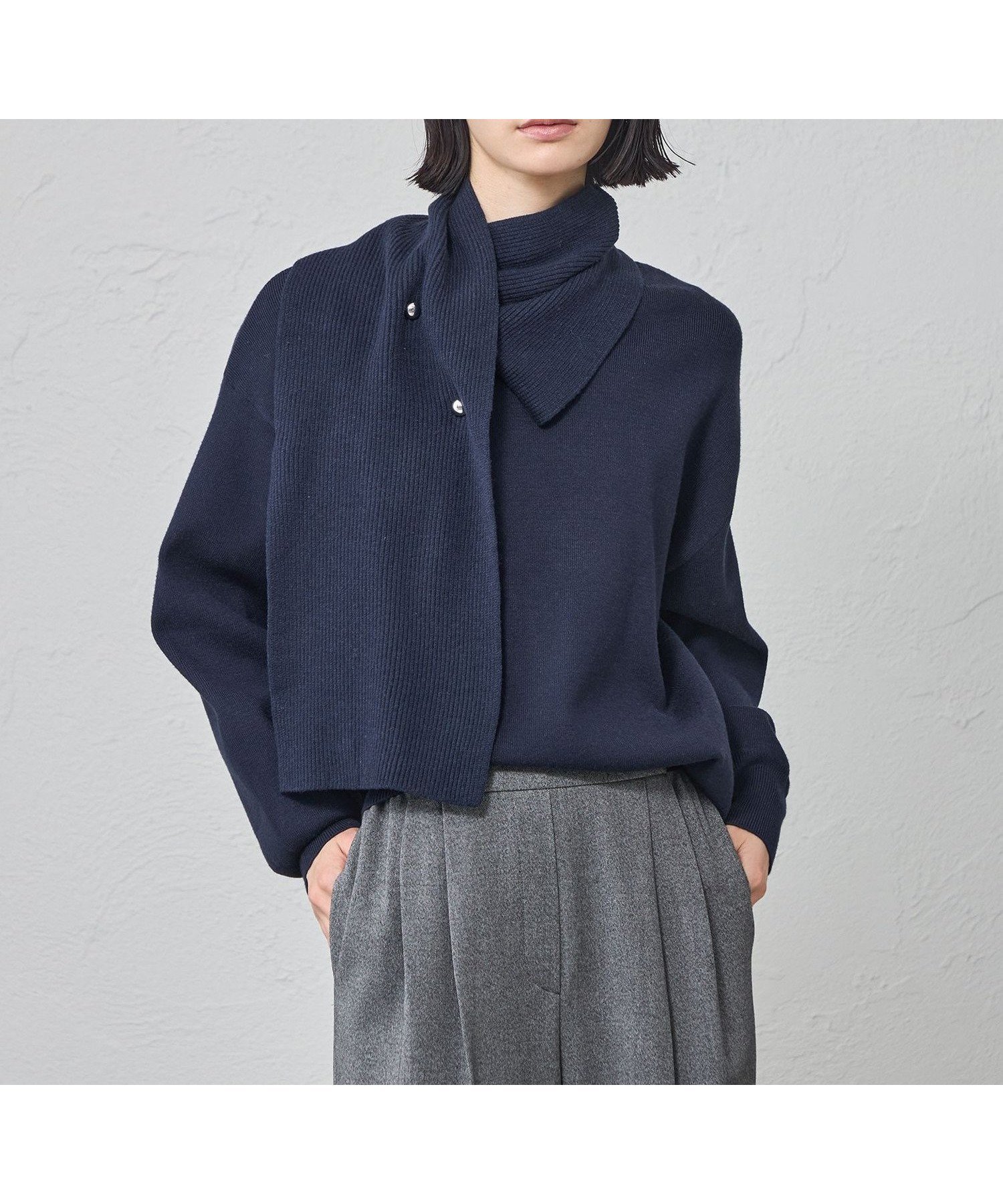 【キャスト/CAST】の【セットアップ対応】マフラードッキングニット インテリア・キッズ・メンズ・レディースファッション・服の通販 founy(ファニー) 　ファッション　Fashion　レディースファッション　Fashion for Women　トップス・カットソー　Cut & Sew Tops　ニット　Knit Tops & Sweaters　マフラー・スヌード / 冬小物の定番　Scarves & Mufflers　おすすめ　Recommended / Our Picks　アクセサリー　Fashion Accessories　ストレッチ　Stretch, Stretchy Fabric　セットアップ　Set-Up, Coordinated Outfit　ドッキング　Docking, Mixed Material　バランス　Balance, Style Balance　マフラー　Scarf, Muffler　エレガント 上品　Elegant　冬　Winter / This Winter　秋　Autumn　A/W・秋冬　Autumn/Winter　ネイビー|ID: prp329100004835079 ipo3291000000035217589