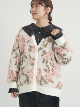 【サマンサモスモス/Samansa Mos2】の無地花柄シャギーVネックカーディガン 人気、トレンドファッション・服の通販 founy(ファニー) ファッション Fashion レディースファッション Fashion for Women トップス・カットソー Cut & Sew Tops カーディガン・羽織り Layered Style Cardigans Vネックトップス V-Neck Tops / V-Cut Neckline Shirts 花柄・フラワープリント・モチーフ Floral Prints & Motifs / Flower Pattern Tops インナー Innerwear カーディガン Cardigan, Knitwear シンプル Simple, Minimal デニム Denim, Jeans Material 無地 Plain, Solid Color |ID:prp329100004835116