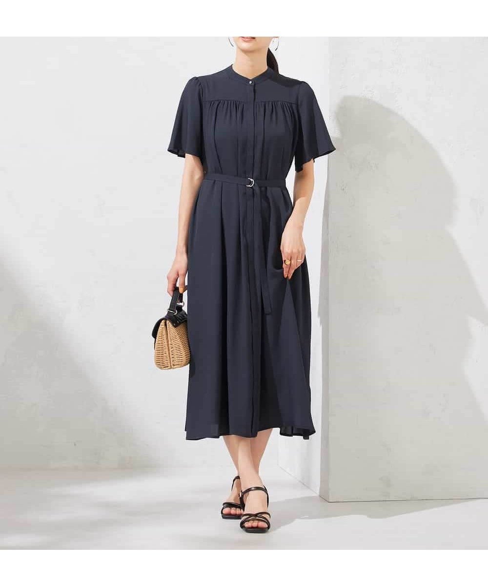 【アー ヴェー ヴェー/a.v.v】の【洗える】ベルト付切り替えワンピース インテリア・キッズ・メンズ・レディースファッション・服の通販 founy(ファニー) 　ファッション　Fashion　レディースファッション　Fashion for Women　ワンピース　Dresses　ベルト&ウエストマーク　Belts & Waist Accessories　洗える　Machine Washable　カーディガン　Cardigan, Knitwear　ギャザー　Gathered, Ruffled　ジャケット　Jacket, Outerwear　フィット　Fit, Slim Fit　フォーマル　Formal, Dressy　フレア　Flare, Flared　ヨーク　Yoke, Yoke Design　ワイド　Wide, Wide Fit　再入荷　Restock / Back in Stock　おすすめ　Recommended / Our Picks　エレガント 上品　Elegant　セレモニー　Ceremony　ビジネス 仕事 通勤　Business / Work / Commuting　ネイビー|ID: prp329100004835149 ipo3291000000035218884