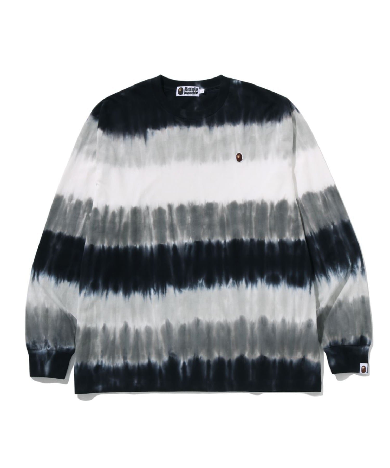 【ア ベイシング エイプ/A BATHING APE】のDRIP STRIPE RELAXED FIT LS TEE インテリア・キッズ・メンズ・レディースファッション・服の通販 founy(ファニー) 　ファッション　Fashion　レディースファッション　Fashion for Women　スリーブ　Sleeve, Long Sleeve / Short Sleeve　ロング　Long, Long-Length　ワンポイント　One Point, Statement Accent　BLACK|ID: prp329100004835178 ipo3291000000035219327