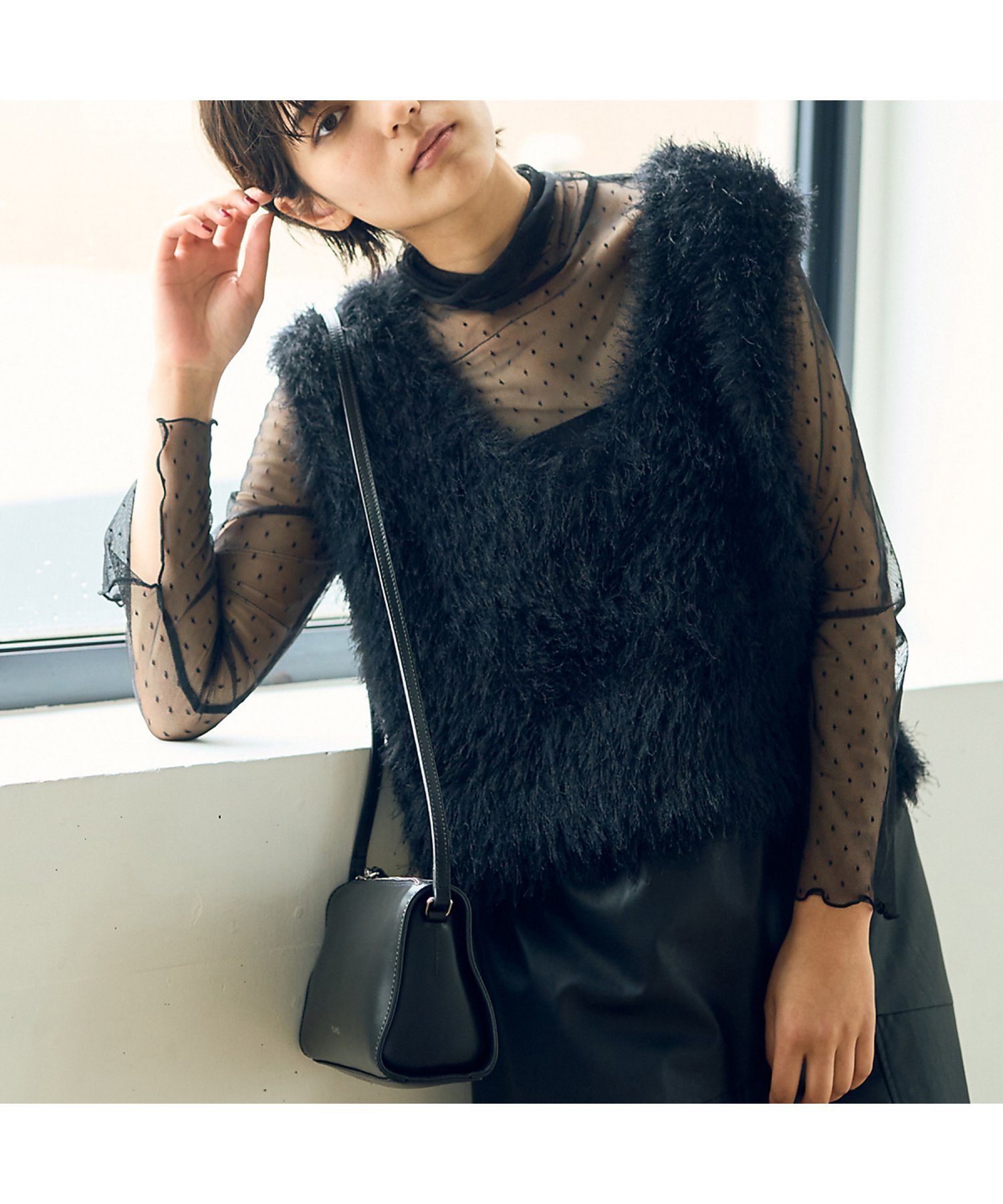 【ルージュヴィフラクレ/Rouge vif la cle】のドットチュールシアータートル 人気、トレンドファッション・服の通販 founy(ファニー) 　ファッション　Fashion　レディースファッション　Fashion for Women　インナー　Innerwear　カットソー　Cut and Sewn Top　シアー　Sheer, See-Through　ジャケット　Jacket, Outerwear　スリット　Slit, Slit Detail　テクスチャー　Texture, Textured Fabric　フィット　Fit, Slim Fit　ベーシック　Basic, Essential　ロング　Long, Long-Length　エレガント 上品　Elegant　 other-1|ID: prp329100004835181 ipo3291000000035219481