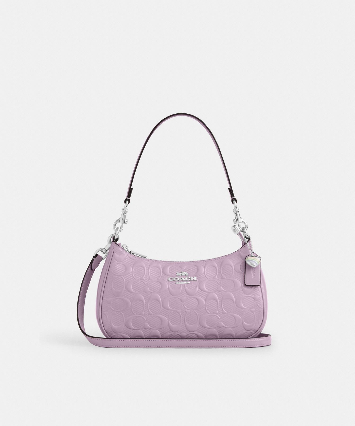 【コーチ/COACH】の【公式】テリ ショルダー バッグ・シグネチャー レザー・ハート チャーム インテリア・キッズ・メンズ・レディースファッション・服の通販 founy(ファニー) 　ファッション　Fashion　レディースファッション　Fashion for Women　傘　Umbrella, Parasol　シューズ　Shoes, Footwear　ショルダー　Shoulder, Shoulder Strap　財布　Wallet, Purse　チャーム　Charm, Pendant　フィット　Fit, Slim Fit　フォルム　Silhouette, Form　ポケット　Pocket, Pocket Detail　ラップ　Wrap, Wrap Design　アウトレット　Outlet / Clearance　PURPLE|ID: prp329100004835207 ipo3291000000035219810