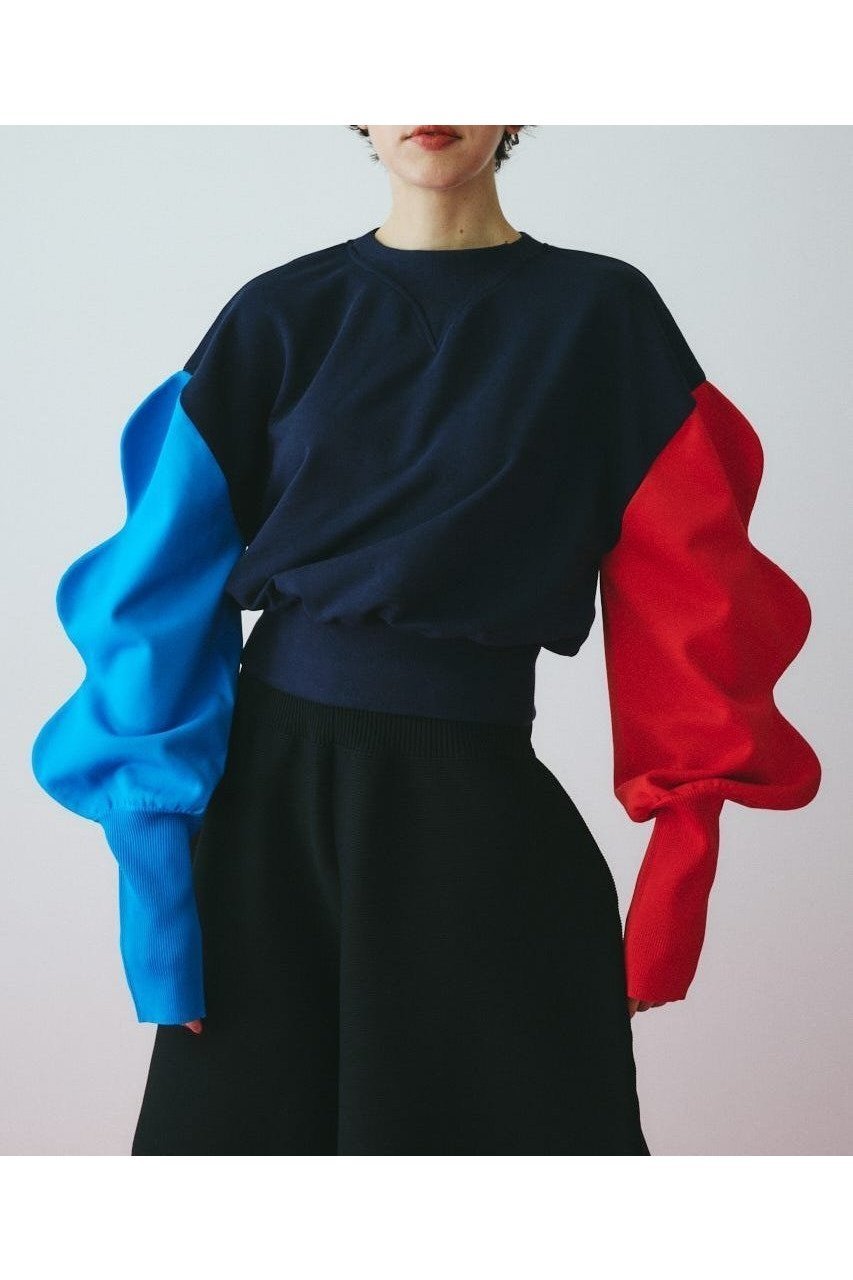 【ヘリンドットサイ/HeRIN.CYE】のMountain sleeve tops インテリア・キッズ・メンズ・レディースファッション・服の通販 founy(ファニー) 　ファッション　Fashion　レディースファッション　Fashion for Women　トップス・カットソー　Cut & Sew Tops　スリーブ　Sleeve, Long Sleeve / Short Sleeve　柄NVY5|ID: prp329100004835211 ipo3291000000035219878