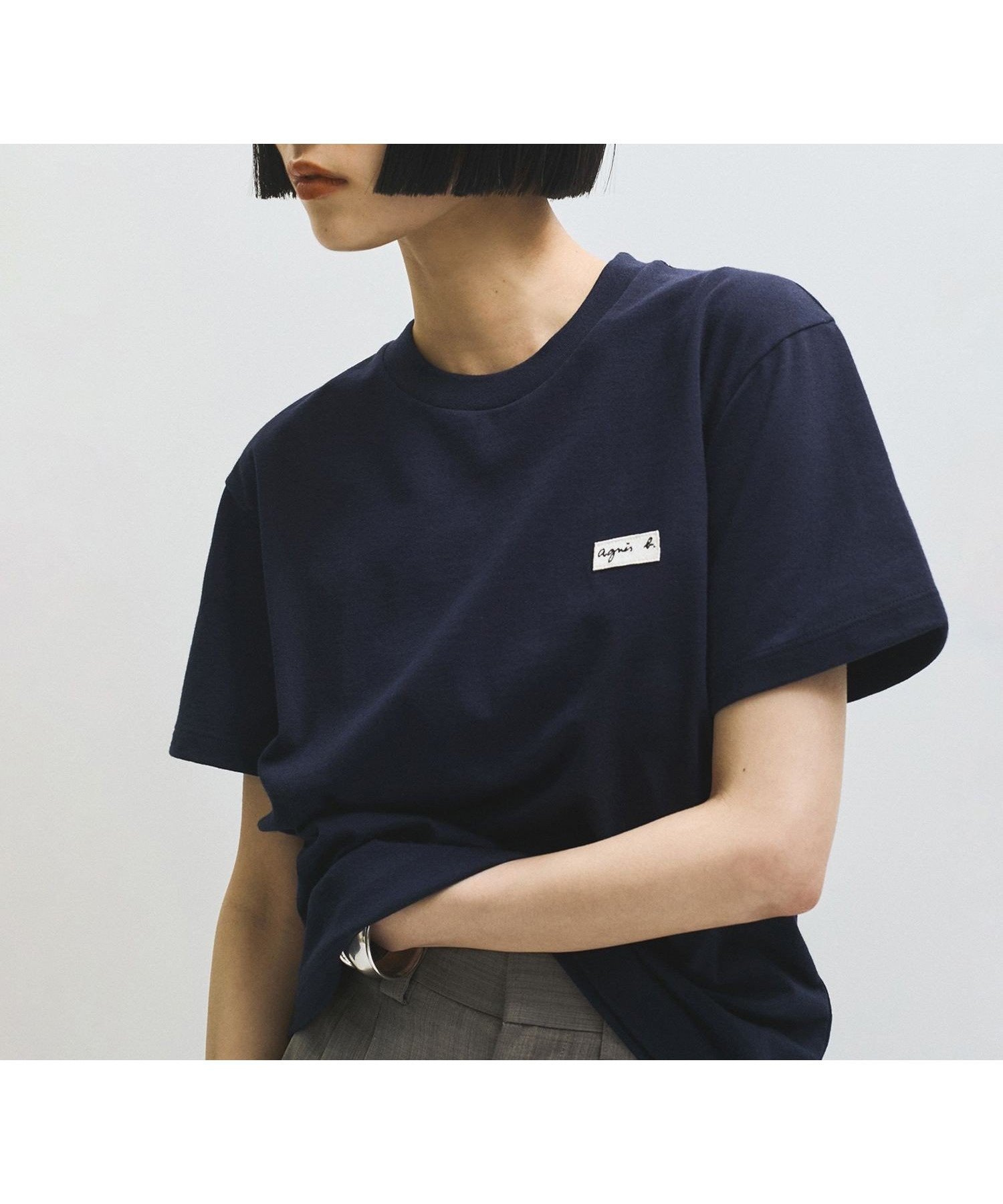 【アダム エ ロペ/ADAM ET ROPE'】の【agnes b. pour ADAM ET ROPE 】T-SHIRT インテリア・キッズ・メンズ・レディースファッション・服の通販 founy(ファニー) 　ファッション　Fashion　レディースファッション　Fashion for Women　トップス・カットソー　Cut & Sew Tops　シャツ・ブラウス・オフィスカジュアル　Elegant Blouses & Button-Ups　ロングTシャツ・Tシャツ　Longline T-Shirts & Tees　カッティング　Cutting Detail　定番　Standard, Basic Item　バランス　Balance, Style Balance　フレンチ　French, French Style　別注　Limited Edition, Custom Order　A/W・秋冬　Autumn/Winter　2025年　2025　2025-2026秋冬・A/W　Autumn/Winter 2025–26 AW25–26　ネイビー(40)|ID: prp329100004835236 ipo3291000000035220160