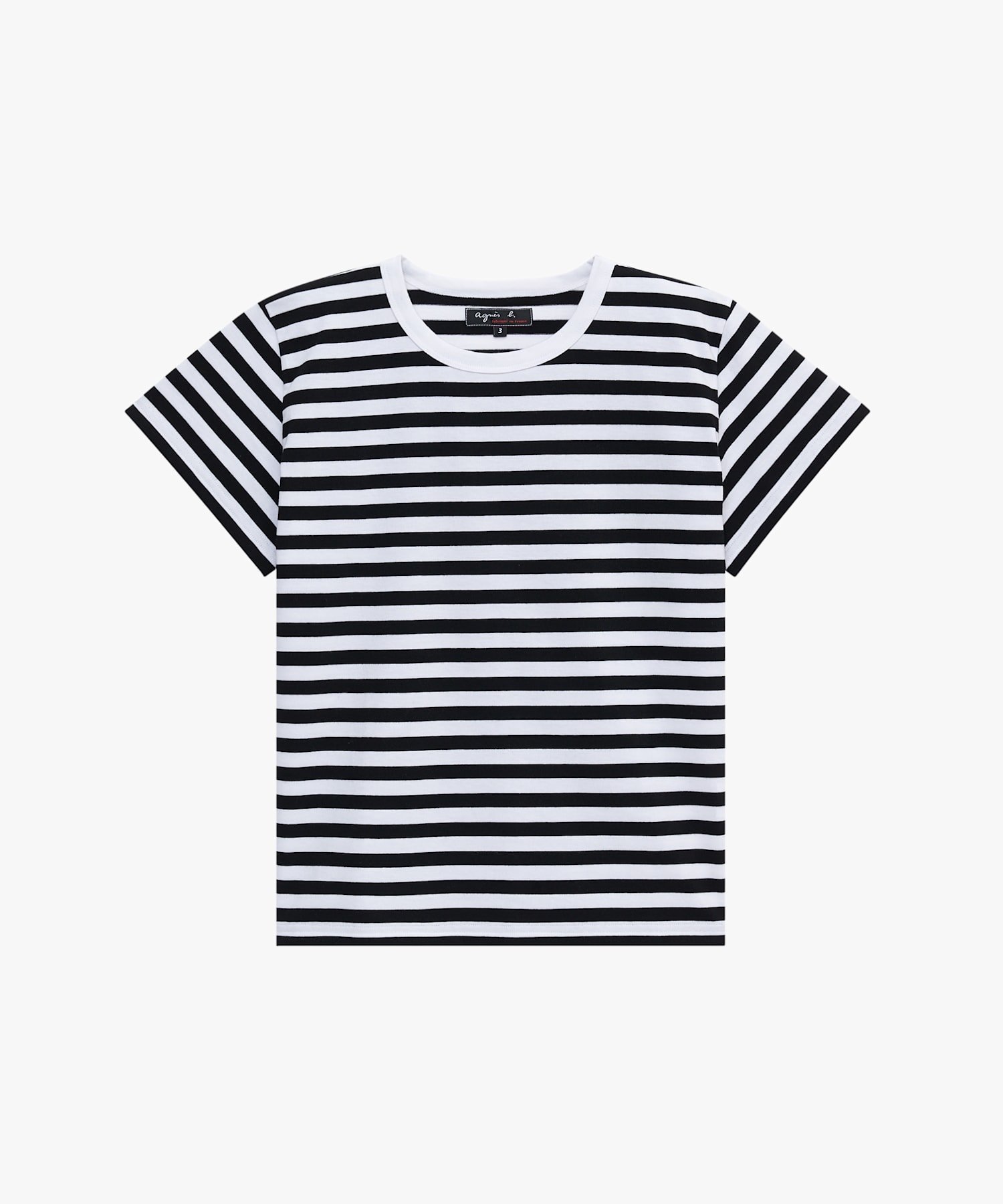 【アニエスベー ファム/agnes b. FEMME】の細ボーダー コットン 半袖Tシャツ Brando インテリア・キッズ・メンズ・レディースファッション・服の通販 founy(ファニー) 　ファッション　Fashion　レディースファッション　Fashion for Women　トップス・カットソー　Cut & Sew Tops　シャツ・ブラウス・オフィスカジュアル　Elegant Blouses & Button-Ups　ロングTシャツ・Tシャツ　Longline T-Shirts & Tees　コレクション　Collection, Seasonal Line　ボーダー　Border, Stripe　半袖　Short Sleeve, Half Sleeve　定番　Standard, Basic Item　長袖　Long Sleeve, Full Sleeve　ブラック×ホワイト|ID: prp329100004835272 ipo3291000000035220517