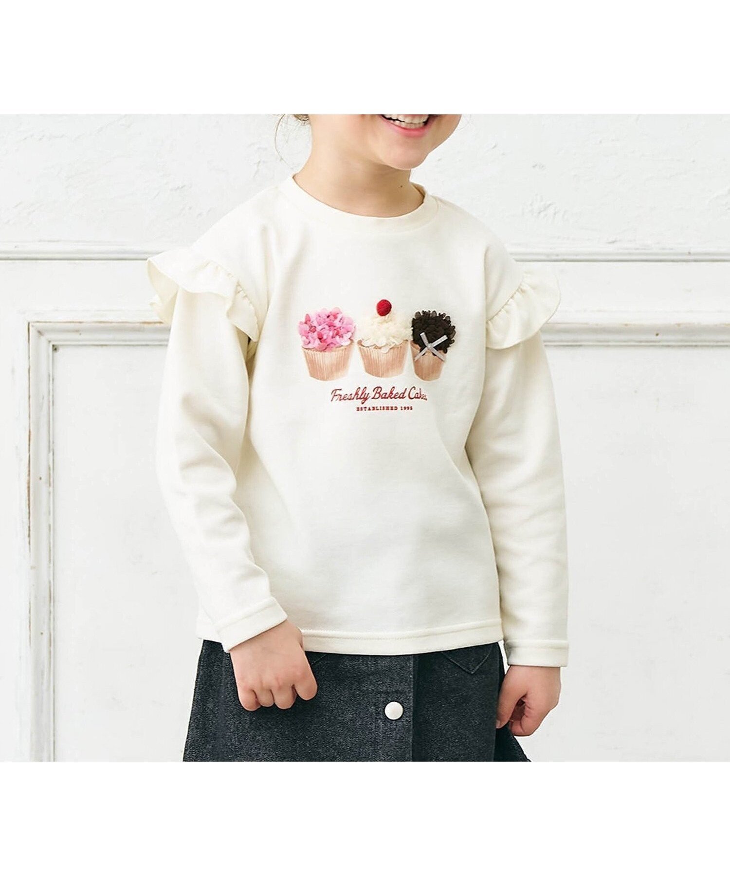 【エフオー オンラインストア/F.O.Online Store / KIDS】のWEB限定 GIRLSモチーフスウェットライクTシャツ インテリア・キッズ・メンズ・レディースファッション・服の通販 founy(ファニー) 　ファッション　Fashion　キッズファッション　Fashion for Kids　モチーフ　Motif, Design Theme　リボン　Ribbon, Bow　長袖　Long Sleeve, Full Sleeve　アイボリー|ID: prp329100004835565 ipo3291000000035222673