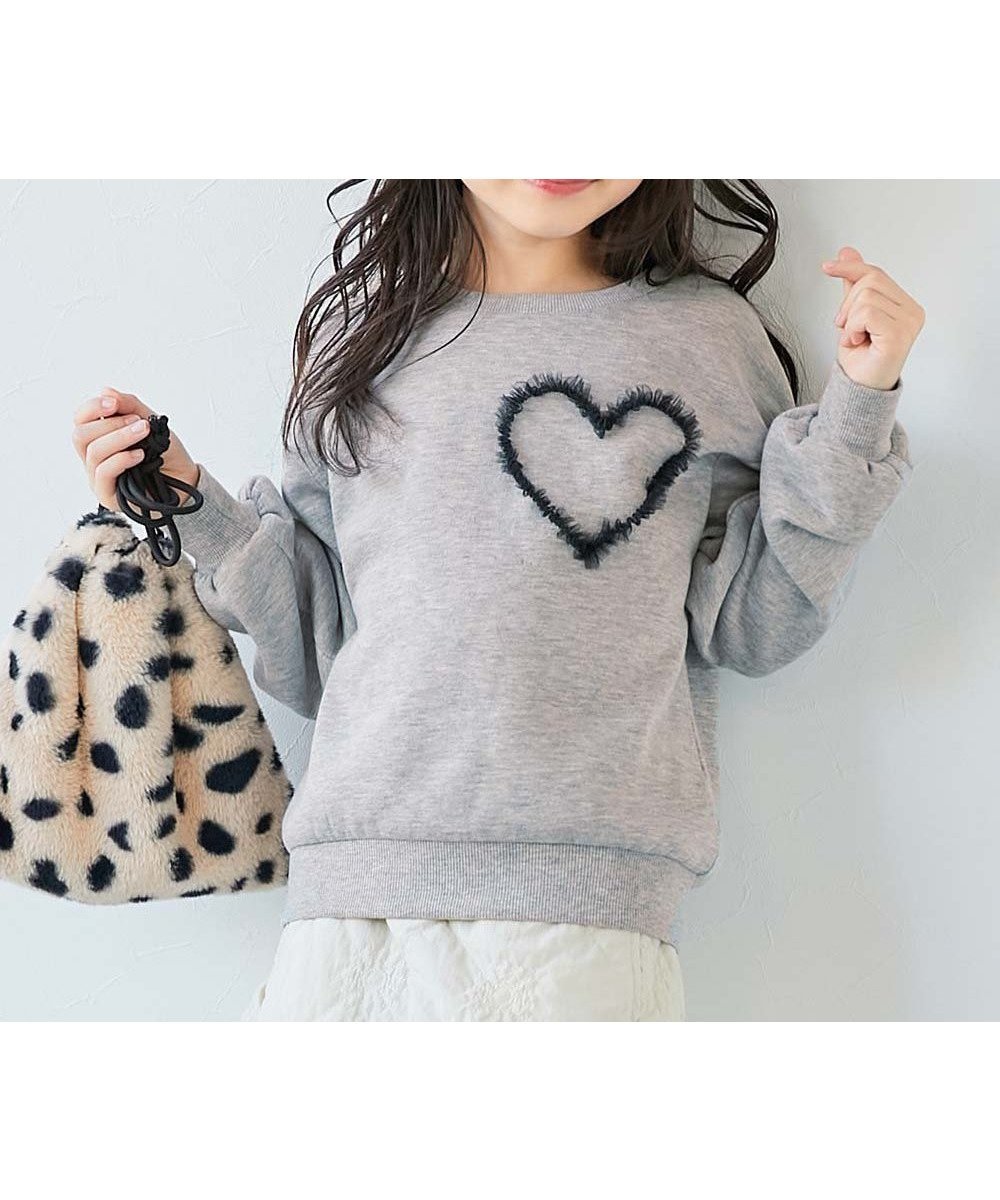 【デビロック/devirock / KIDS】のチュールモチーフ 裏起毛トレーナー トレーナー トップス 25AW インテリア・キッズ・メンズ・レディースファッション・服の通販 founy(ファニー) 　ファッション　Fashion　キッズファッション　Fashion for Kids　トップス・カットソー　Cut & Sew Tops　チュール　Tulip, Tulip Motif　デニム　Denim, Jeans Material　トレーナー　Sweatshirt, Trainer　ワイド　Wide, Wide Fit　おすすめ　Recommended / Our Picks　2025年　2025　2025-2026秋冬・A/W　Autumn/Winter 2025–26 AW25–26　011-ハート-杢グレー|ID: prp329100004835591 ipo3291000000035222791