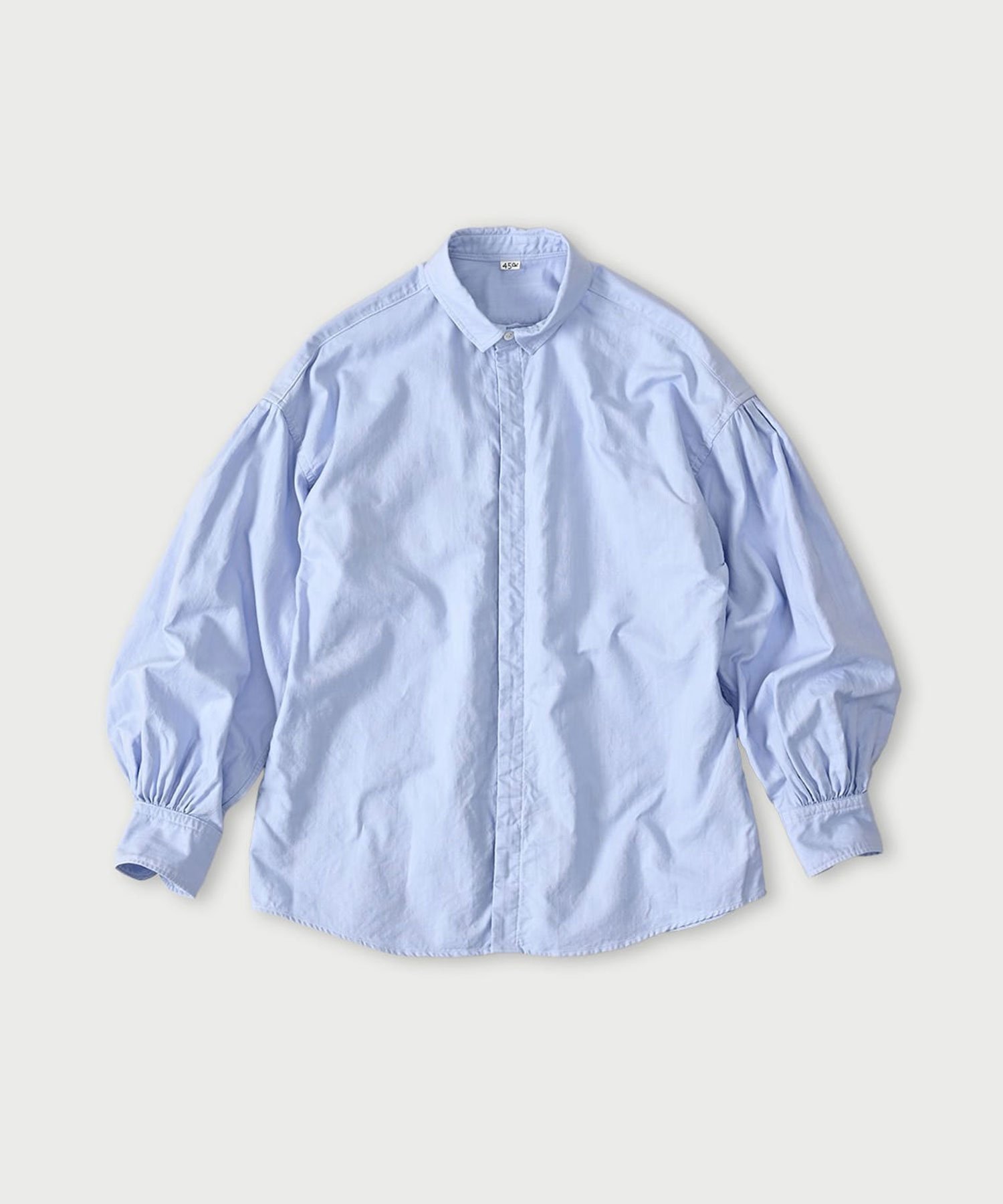 【フォーティファイブ アール/45R】のスーピマオックスのちび襟長袖クッペシャツ インテリア・キッズ・メンズ・レディースファッション・服の通販 founy(ファニー) 　ファッション　Fashion　レディースファッション　Fashion for Women　トップス・カットソー　Cut & Sew Tops　シャツ・ブラウス・オフィスカジュアル　Elegant Blouses & Button-Ups　なめらか　Smooth, Silky Texture　ワッシャー　Washer, Crinkled Finish　長袖　Long Sleeve, Full Sleeve　サックスシャンブレー|ID: prp329100004835689 ipo3291000000035223497