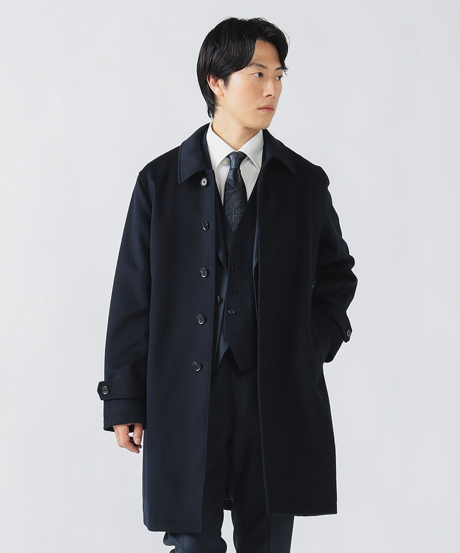 【ビームス ハート/BEAMS HEART / MEN】のウール ステンカラーコート インテリア・キッズ・メンズ・レディースファッション・服の通販 founy(ファニー) 　ファッション　Fashion　メンズファッション　Fashion for Men　クラシック　Classic, Timeless Style　ジャケット　Jacket, Outerwear　スラックス　Slacks, Dress Pants　スーツ　Suit, Formalwear　タートルネック　Turtleneck, High Neck　トレンド　Trend, Trending Now　定番　Standard, Basic Item　パターン　Pattern, Design Print　フィット　Fit, Slim Fit　マフラー　Scarf, Muffler　冬　Winter / This Winter　ビジネス 仕事 通勤　Business / Work / Commuting　NAVY|ID: prp329100004835696 ipo3291000000035223542