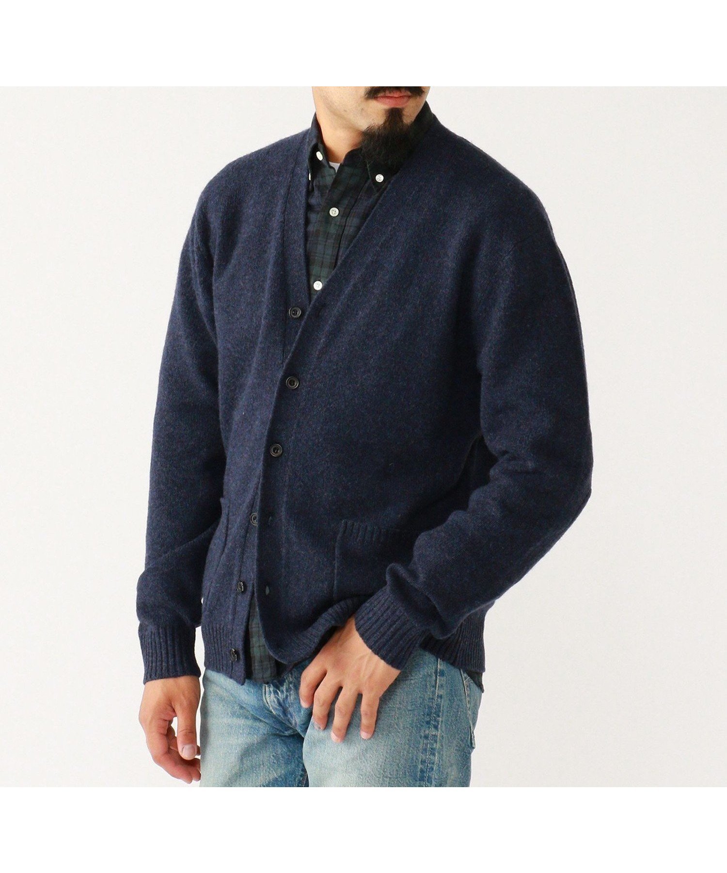 【ビームス/BEAMS / MEN】のBEAMS PLUS / エルボーパッチ カーディガン インテリア・キッズ・メンズ・レディースファッション・服の通販 founy(ファニー) 　ファッション　Fashion　メンズファッション　Fashion for Men　カットソー　Cut and Sewn Top　カーディガン　Cardigan, Knitwear　クラシック　Classic, Timeless Style　チェック　Check, Plaid, Tartan　ベーシック　Basic, Essential　リラックス　Relax, Relaxed Fit　NAVY|ID: prp329100004835729 ipo3291000000035223757