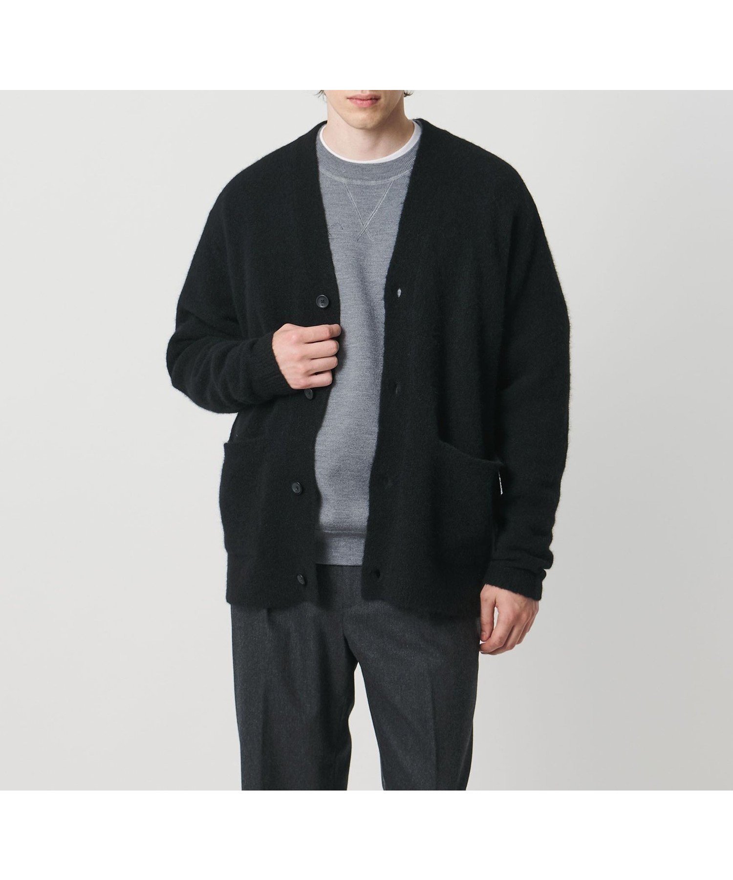 【ユナイテッドアローズ/UNITED ARROWS / MEN】のヤク ヘアリー カーディガン インテリア・キッズ・メンズ・レディースファッション・服の通販 founy(ファニー) 　ファッション　Fashion　メンズファッション　Fashion for Men　イタリア　Italy　インナー　Innerwear　カーディガン　Cardigan, Knitwear　デニム　Denim, Jeans Material　パッチ　Patch, Appliqué　ポケット　Pocket, Pocket Detail　羽織　Haori, Light Jacket　リラックス　Relax, Relaxed Fit　BLACK|ID: prp329100004835767 ipo3291000000035224037