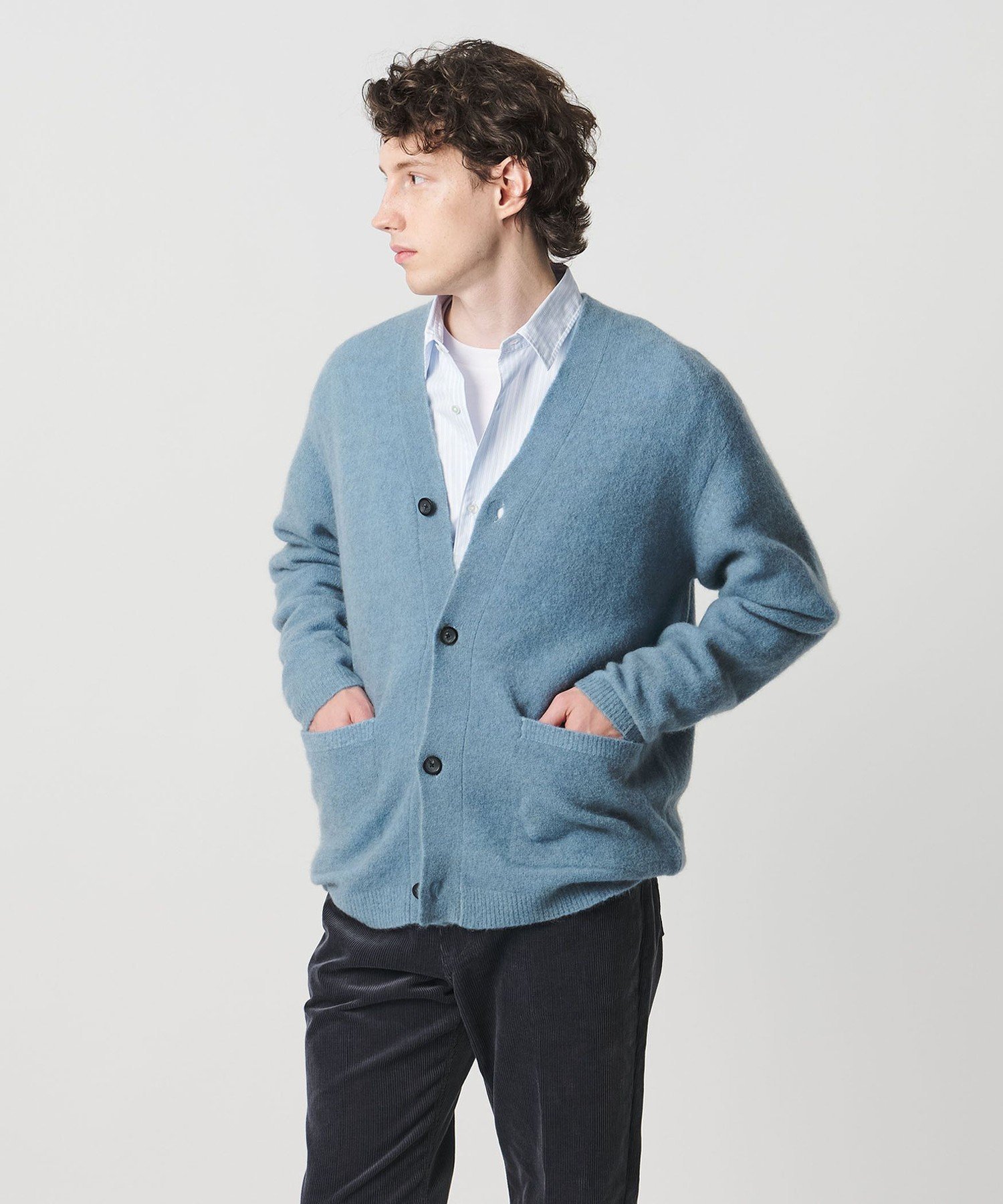 【ユナイテッドアローズ/UNITED ARROWS / MEN】のヤク ヘアリー カーディガン インテリア・キッズ・メンズ・レディースファッション・服の通販 founy(ファニー) 　ファッション　Fashion　メンズファッション　Fashion for Men　イタリア　Italy　インナー　Innerwear　カーディガン　Cardigan, Knitwear　デニム　Denim, Jeans Material　パッチ　Patch, Appliqué　ポケット　Pocket, Pocket Detail　羽織　Haori, Light Jacket　リラックス　Relax, Relaxed Fit　LT.BLUE|ID: prp329100004835767 ipo3291000000035224038