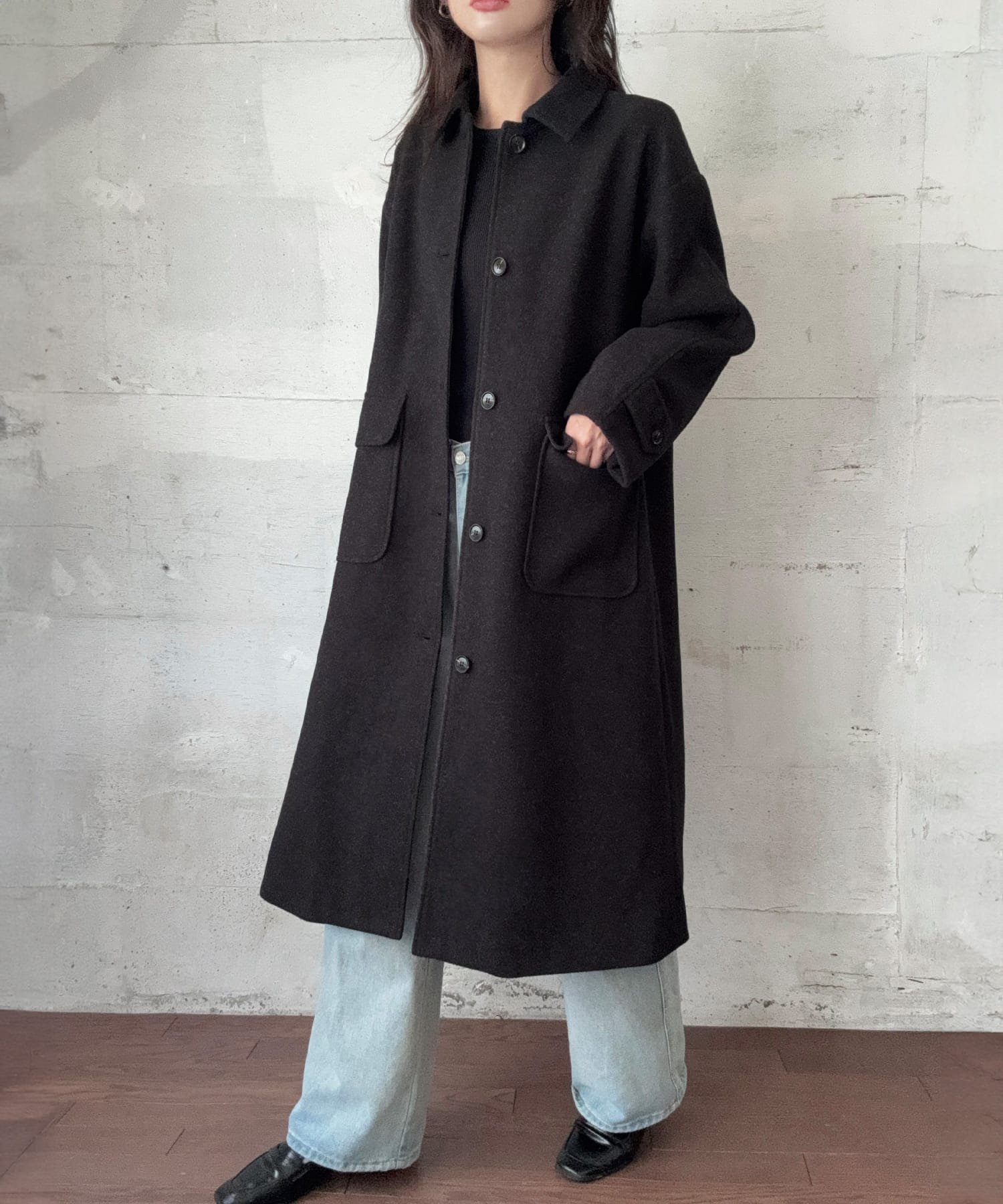 【ジュノア/JUNOAH】のウールライクステンカラーロングコート 人気、トレンドファッション・服の通販 founy(ファニー) 　ファッション　Fashion　レディースファッション　Fashion for Women　アウター　Coat / Outerwear Collection　コート・ロングコート・ピーコート　Long Coats, Peacoats & More　 other-1|ID: prp329100004835845 ipo3291000000035224557