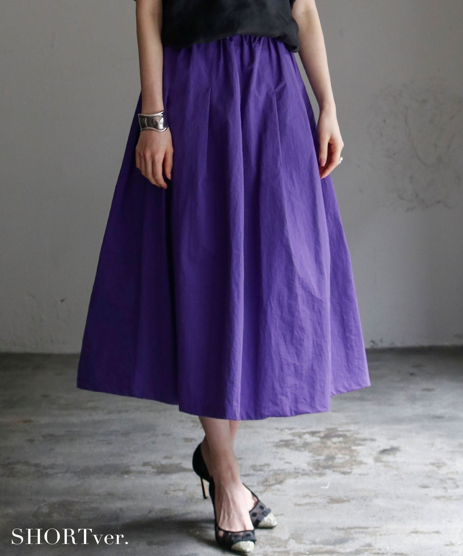 【ガール/GIRL】の【選べる着丈】タフタギャザーフレアスカート ロング 秋 冬 ゴム インテリア・キッズ・メンズ・レディースファッション・服の通販 founy(ファニー) 　ファッション　Fashion　レディースファッション　Fashion for Women　スカート　Skirts　Aライン・フレアスカート　A-Line & Flared Skirts　春　Spring　秋　Autumn　タフタ　Taffeta, Structured Fabric　パープル　Purple, Violet　ロング　Long, Long-Length　ワッシャー　Washer, Crinkled Finish　冬　Winter / This Winter　再入荷　Restock / Back in Stock　おすすめ　Recommended / Our Picks　エレガント 上品　Elegant　PU|ID: prp329100004835846 ipo3291000000035224581