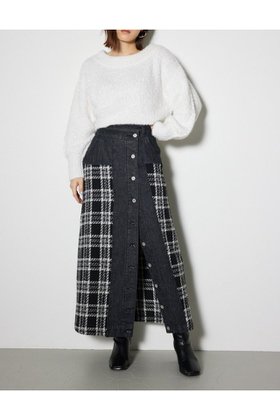 【リエンダ/rienda】のマルチパターンジャストウエストAラインスカート 人気、トレンドファッション・服の通販 founy(ファニー) ファッション Fashion レディースファッション Fashion for Women スカート Skirts Aライン・フレアスカート A-Line & Flared Skirts シンプル Simple, Minimal チェック Check, Plaid, Tartan デニム Denim, Jeans Material ドッキング Docking, Mixed Material フロント Front, Front Design エレガント 上品 Elegant |ID:prp329100004835850