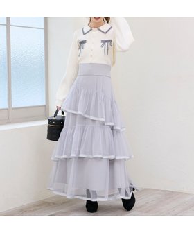 【マジェスティック レゴン/MAJESTIC LEGON】のバックレースアップチュールスカート 人気、トレンドファッション・服の通販 founy(ファニー) ファッション Fashion レディースファッション Fashion for Women スカート Skirts シンプル Simple, Minimal ダウン Down, Puffer チュール Tulip, Tulip Motif ティアード Tiered, Tiered Style フェミニン Feminine, Girly 再入荷 Restock / Back in Stock エレガント 上品 Elegant |ID:prp329100004835864