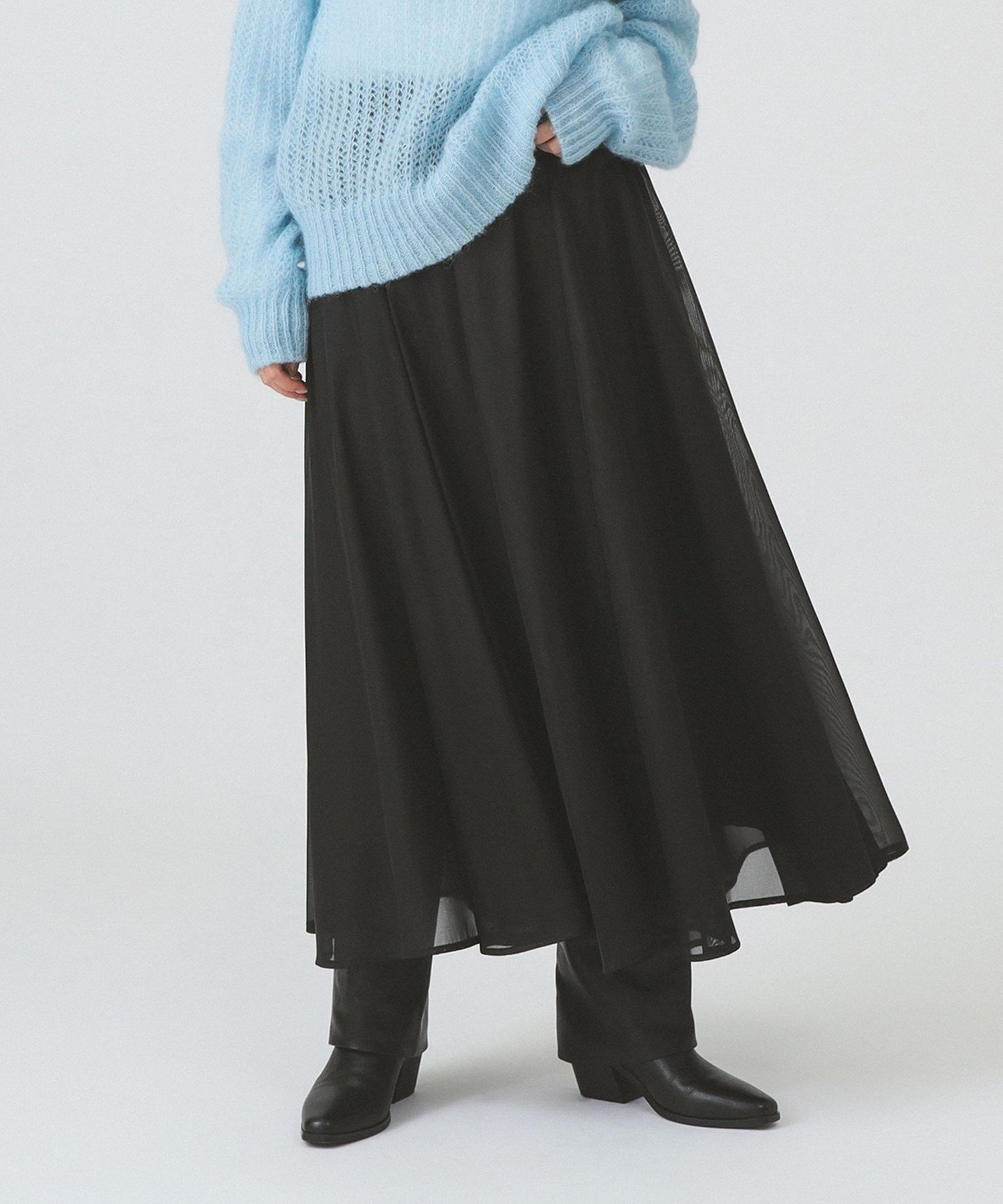 【ビームス ウイメン/BEAMS】のシアーギャザーフレアースカート インテリア・キッズ・メンズ・レディースファッション・服の通販 founy(ファニー) 　ファッション　Fashion　レディースファッション　Fashion for Women　スカート　Skirts　おすすめ　Recommended / Our Picks　シアー　Sheer, See-Through　フレアースカート　Flared Skirt, A-Line Skirt　冬　Winter / This Winter　BLACK|ID: prp329100004835903 ipo3291000000035225011