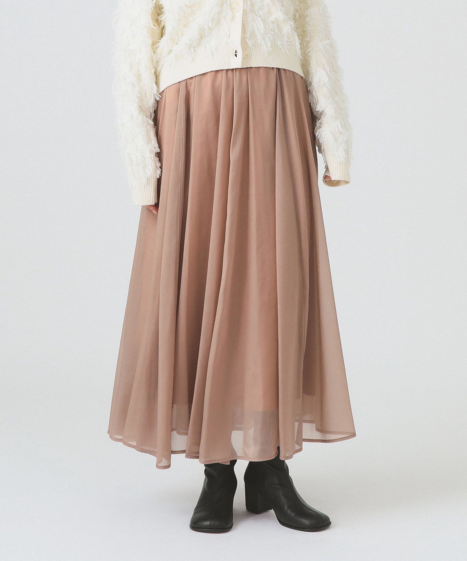 【ビームス ウイメン/BEAMS】のシアーギャザーフレアースカート インテリア・キッズ・メンズ・レディースファッション・服の通販 founy(ファニー) 　ファッション　Fashion　レディースファッション　Fashion for Women　スカート　Skirts　おすすめ　Recommended / Our Picks　シアー　Sheer, See-Through　フレアースカート　Flared Skirt, A-Line Skirt　冬　Winter / This Winter　BEIGE|ID: prp329100004835903 ipo3291000000035225013