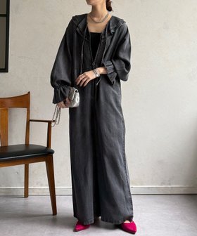 【ドゥドゥ/DouDou】の【WEB限定】フリルデニムオールイーンワン 人気、トレンドファッション・服の通販 founy(ファニー) ファッション Fashion レディースファッション Fashion for Women インナー Innerwear ジップ Zip, Zipper スマート Smart, Elegant 雑誌 Magazine, Fashion Magazine デニム Denim, Jeans Material フリル Frill, Ruffle フロント Front, Front Design ロング Long, Long-Length ワンポイント One Point, Statement Accent ワーク Workwear, Utility Style S/S・春夏 SS, Spring/Summer, Warm Season 再入荷 Restock / Back in Stock 夏 Summer 2026年 2026 |ID:prp329100004835939