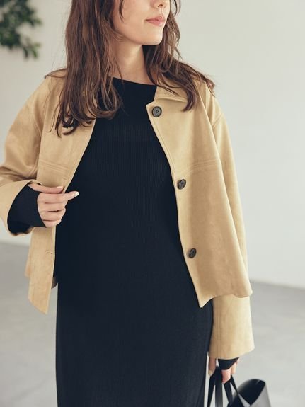 【ミラオーウェン/Mila Owen】のショート丈ステンカラーリサイクルスウェードブルゾン 人気、トレンドファッション・服の通販 founy(ファニー) 　ファッション　Fashion　レディースファッション　Fashion for Women　アウター　Coat / Outerwear Collection　ブルゾンジャケット・スポーティアウター　Blouson Jackets　コンパクト　Compact, Small Size　今季　This Season, Current Season　ショート　Short, Short Length　スタイリッシュ　Stylish, Fashionable　スマート　Smart, Elegant　トレンド　Trend, Trending Now　ブルゾン　Blouson, Bomber Jacket　ポケット　Pocket, Pocket Detail　モダン　Modern, Contemporary　リアル　Real, Realistic　ワーク　Workwear, Utility Style　エレガント 上品　Elegant　 other-1|ID: prp329100004835945 ipo3291000000035225308