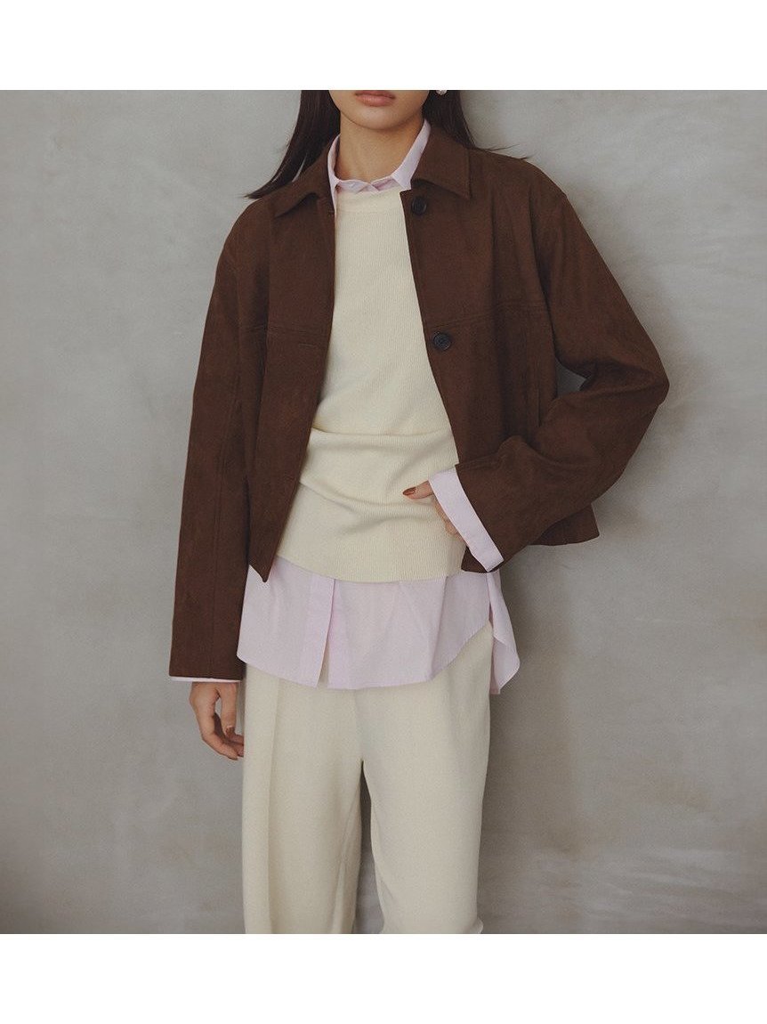 【ミラオーウェン/Mila Owen】のショート丈ステンカラーリサイクルスウェードブルゾン インテリア・キッズ・メンズ・レディースファッション・服の通販 founy(ファニー) 　ファッション　Fashion　レディースファッション　Fashion for Women　アウター　Coat / Outerwear Collection　ブルゾンジャケット・スポーティアウター　Blouson Jackets　コンパクト　Compact, Small Size　今季　This Season, Current Season　ショート　Short, Short Length　スタイリッシュ　Stylish, Fashionable　スマート　Smart, Elegant　トレンド　Trend, Trending Now　ブルゾン　Blouson, Bomber Jacket　ポケット　Pocket, Pocket Detail　モダン　Modern, Contemporary　リアル　Real, Realistic　ワーク　Workwear, Utility Style　エレガント 上品　Elegant　BRW[058]|ID: prp329100004835945 ipo3291000000035225310