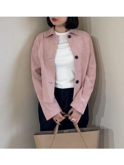 【ミラオーウェン/Mila Owen】のショート丈ステンカラーリサイクルスウェードブルゾン インテリア・キッズ・メンズ・レディースファッション・服の通販 founy(ファニー) 　ファッション　Fashion　レディースファッション　Fashion for Women　アウター　Coat / Outerwear Collection　ブルゾンジャケット・スポーティアウター　Blouson Jackets　コンパクト　Compact, Small Size　今季　This Season, Current Season　ショート　Short, Short Length　スタイリッシュ　Stylish, Fashionable　スマート　Smart, Elegant　トレンド　Trend, Trending Now　ブルゾン　Blouson, Bomber Jacket　ポケット　Pocket, Pocket Detail　モダン　Modern, Contemporary　リアル　Real, Realistic　ワーク　Workwear, Utility Style　エレガント 上品　Elegant　PNK[066]|ID: prp329100004835945 ipo3291000000035225311