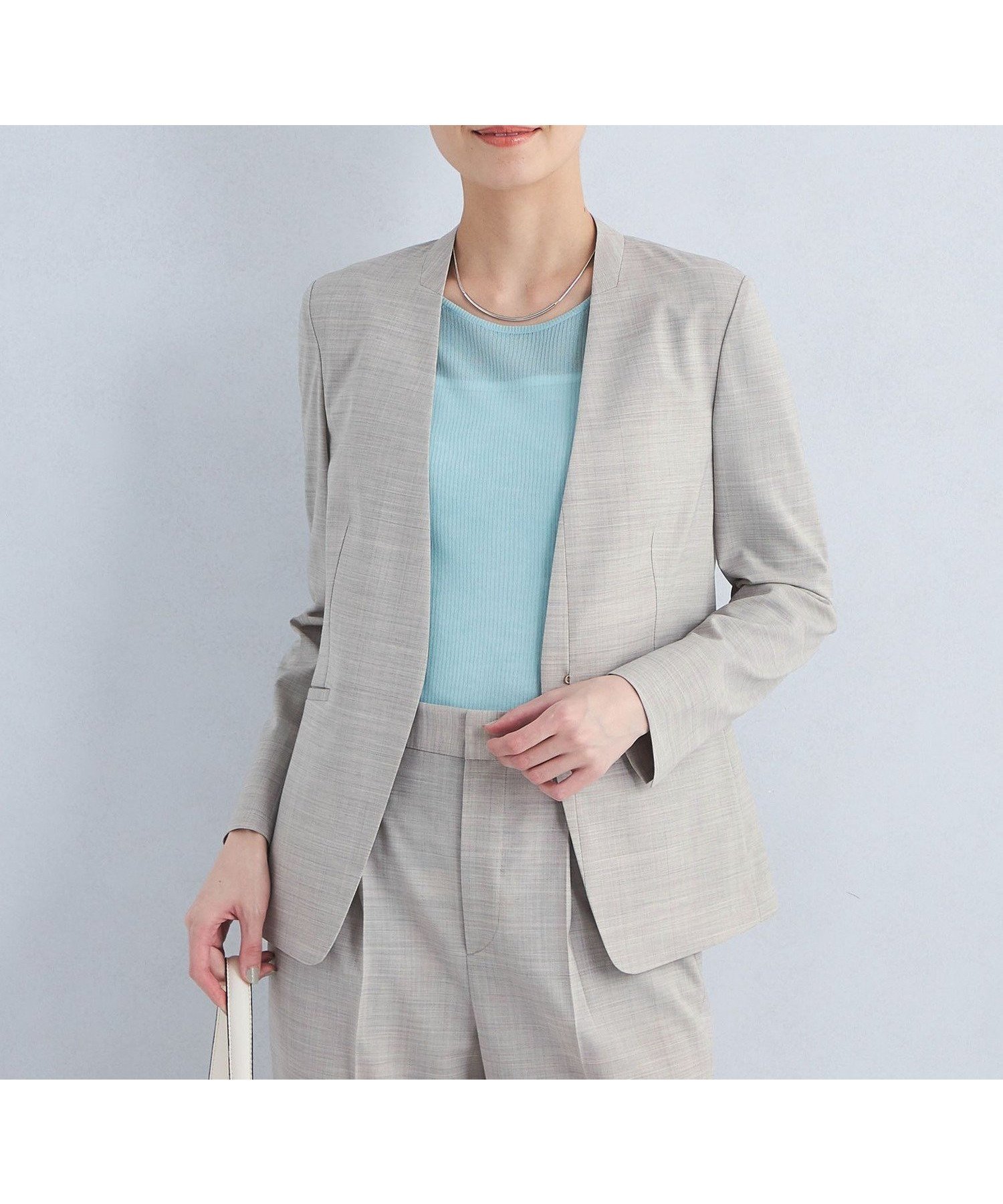 【ユナイテッドアローズ/UNITED ARROWS】のライト カチリラ ノーラペル ジャケット -ウォッシャブル・ストレッチ・防シワ・接触冷感- インテリア・キッズ・メンズ・レディースファッション・服の通販 founy(ファニー) 　ファッション　Fashion　レディースファッション　Fashion for Women　アウター　Coat / Outerwear Collection　レディースジャケット・軽アウター　Jackets　春　Spring　ジャケット　Jacket, Outerwear　ストレッチ　Stretch, Stretchy Fabric　ストレート　Straight, Straight Cut　スリット　Slit, Slit Detail　セットアップ　Set-Up, Coordinated Outfit　ダブル　Double, Double-Breasted　定番　Standard, Basic Item　バランス　Balance, Style Balance　リラックス　Relax, Relaxed Fit　ワイド　Wide, Wide Fit　冬　Winter / This Winter　S/S・春夏　SS, Spring/Summer, Warm Season　アウトレット　Outlet / Clearance　おすすめ　Recommended / Our Picks　夏　Summer　ビジネス 仕事 通勤　Business / Work / Commuting　LT.GRAY|ID: prp329100004835949 ipo3291000000035225343