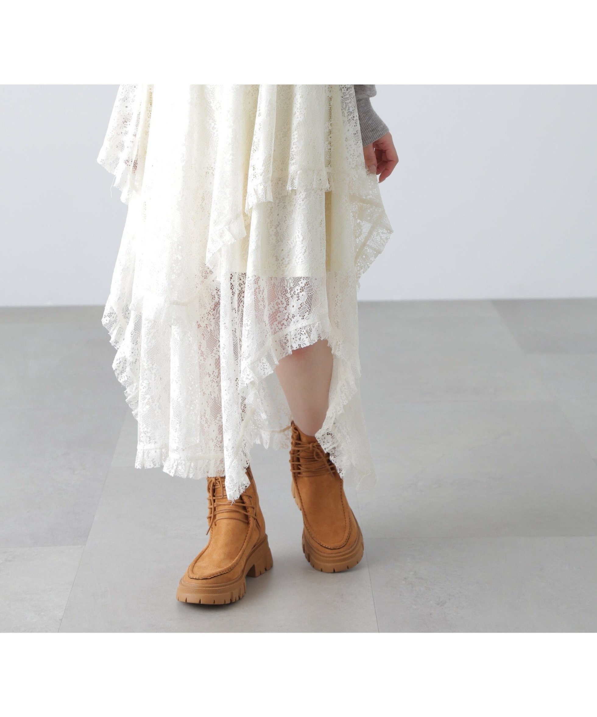 【フリーズマート/FREE'S MART】のイレヘムレーススカート インテリア・キッズ・メンズ・レディースファッション・服の通販 founy(ファニー) 　ファッション　Fashion　レディースファッション　Fashion for Women　スカート　Skirts　アシンメトリー　Asymmetrical Style　イレヘム　Irregular Hemline　シンプル　Simple, Minimal　デニム　Denim, Jeans Material　フリル　Frill, Ruffle　レース　Lace, Lace Fabric　ホワイト|ID: prp329100004835955 ipo3291000000035225399