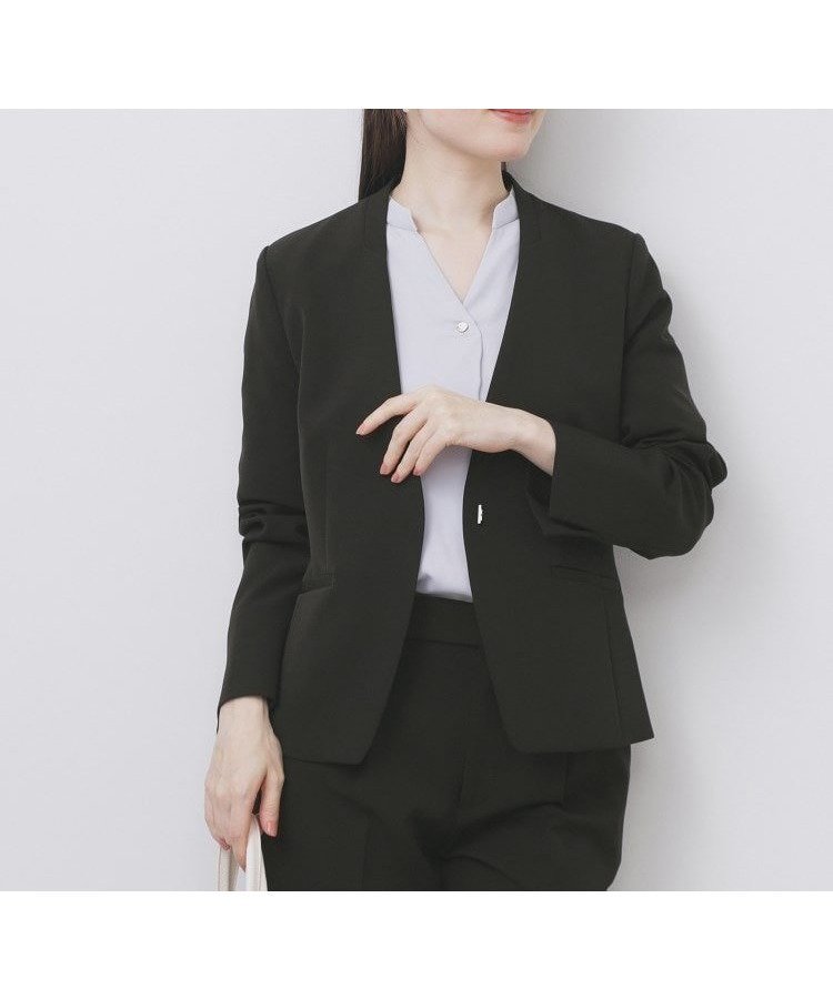 【インデックス/INDEX】のストレッチノーカラージャケット/セットアップ対応【洗濯機洗い可/イージーアイロン/防シワ】 インテリア・キッズ・メンズ・レディースファッション・服の通販 founy(ファニー) 　ファッション　Fashion　レディースファッション　Fashion for Women　アウター　Coat / Outerwear Collection　レディースジャケット・軽アウター　Jackets　ノーカラージャケット / シンプル上品コーデ　Collarless Jackets　コンパクト　Compact, Small Size　ジャケット　Jacket, Outerwear　ストレッチ　Stretch, Stretchy Fabric　スマート　Smart, Elegant　セットアップ　Set-Up, Coordinated Outfit　バランス　Balance, Style Balance　ポケット　Pocket, Pocket Detail　ビジネス 仕事 通勤　Business / Work / Commuting　ブラック|ID: prp329100004835965 ipo3291000000035225487