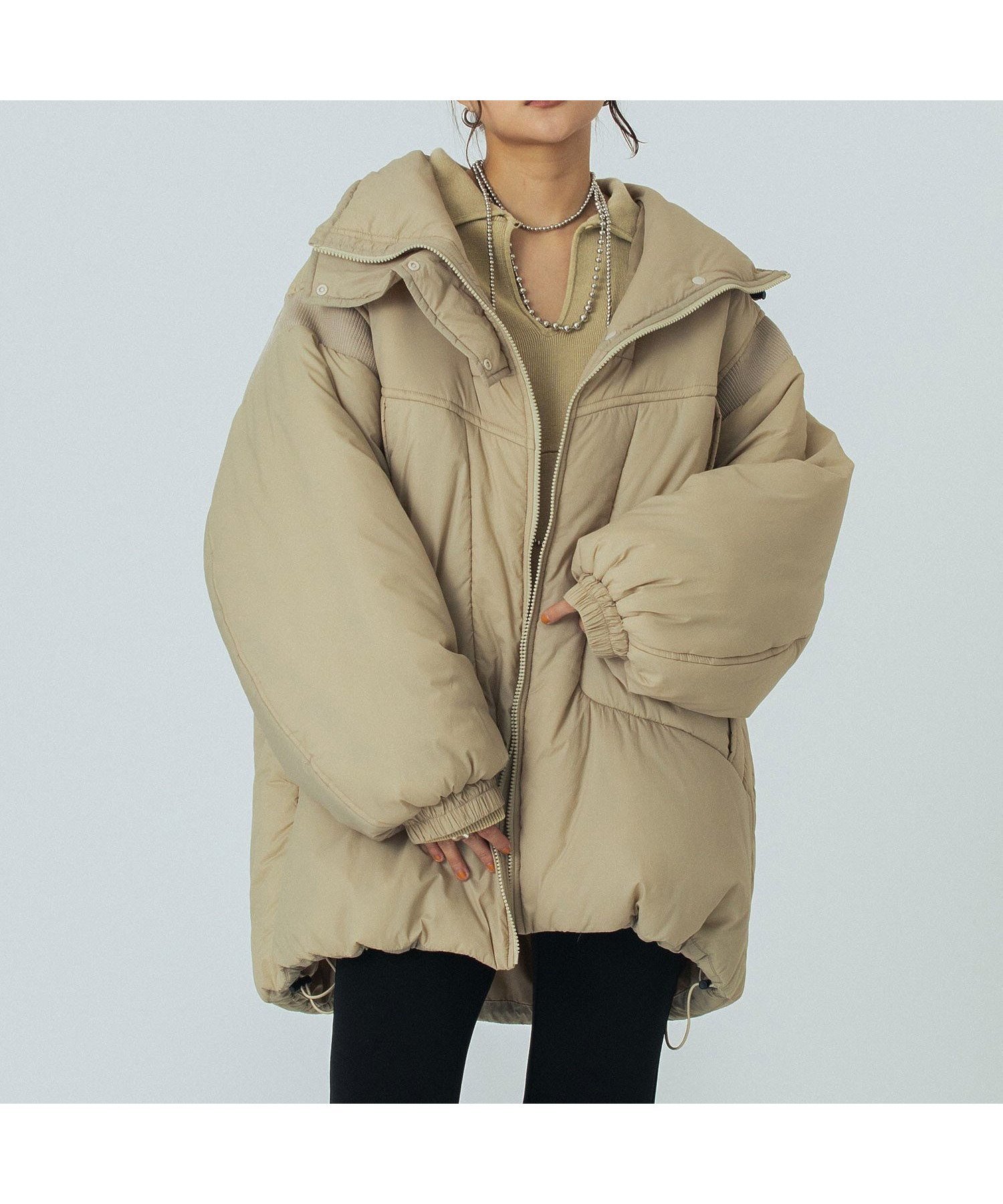 【ローズバッド/ROSE BUD】のSTAND COLLAR PADDED JACKET インテリア・キッズ・メンズ・レディースファッション・服の通販 founy(ファニー) 　ファッション　Fashion　レディースファッション　Fashion for Women　アウター　Coat / Outerwear Collection　レディースジャケット・軽アウター　Jackets　アウトドア　Outdoor Clothing　シンプル　Simple, Minimal　ジャケット　Jacket, Outerwear　スウェット / スエット　Sweatshirt, Sweatwear　スタンド　Stand Collar, Upright Stand　トレンド　Trend, Trending Now　ビッグ　Big, Oversized　ポケット　Pocket, Pocket Detail　防寒　Cold Protection, Winter-Ready　再入荷　Restock / Back in Stock　おすすめ　Recommended / Our Picks　BEIGE|ID: prp329100004835967 ipo3291000000035225535