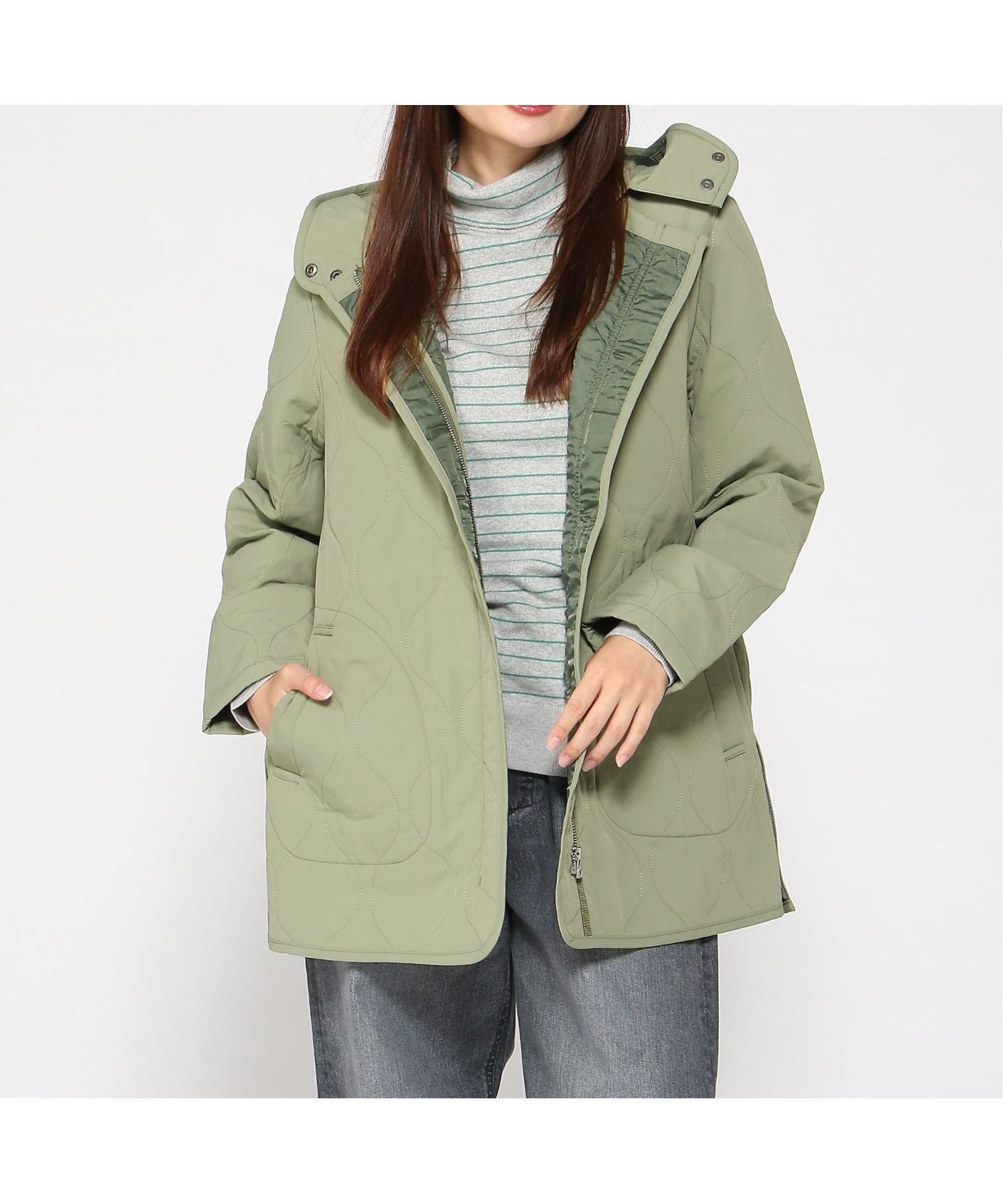 【クロコダイル/CROCODILE】の2WAY フード付きアウター インテリア・キッズ・メンズ・レディースファッション・服の通販 founy(ファニー) 　ファッション　Fashion　レディースファッション　Fashion for Women　アウター　Coat / Outerwear Collection　シンプル　Simple, Minimal　フェミニン　Feminine, Girly　カーキ|ID: prp329100004835972 ipo3291000000035225607