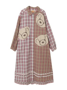【ピンクハウス/PINK HOUSE】のくまアップリケ使いオリジナルタータンチェックワンピース 人気、トレンドファッション・服の通販 founy(ファニー) ファッション Fashion レディースファッション Fashion for Women ワンピース Dresses ウォーム Warm Fabric パッチワーク Patchwork, Mixed Fabric ピーチ Peach, Soft Touch フリル Frill, Ruffle |ID:prp329100004835979