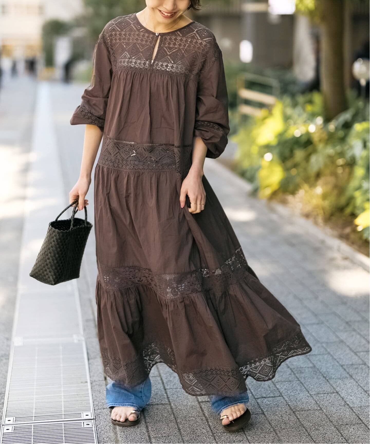 【スピック&スパン/Spick & Span】の《新色有り / 追加 》HYUレースギャザーワンピース インテリア・キッズ・メンズ・レディースファッション・服の通販 founy(ファニー) 　ファッション　Fashion　レディースファッション　Fashion for Women　ワンピース　Dresses　人気　Popular, Best Seller　ブラウン|ID: prp329100004836005 ipo3291000000035225769