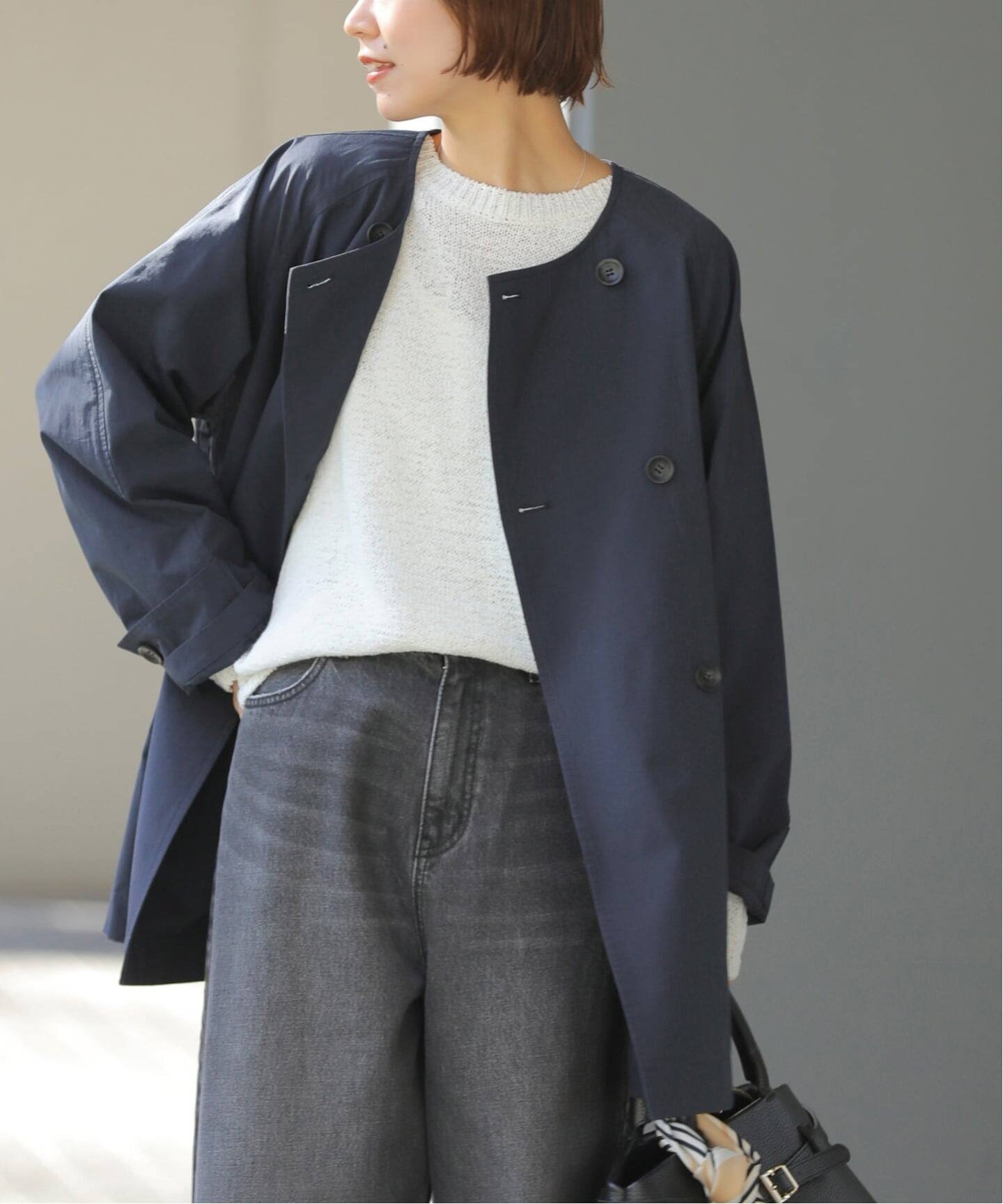 【ジャーナルスタンダード レリューム/JOURNAL STANDARD relume】の26SS新作 / 洗濯機洗い可 ノーカラートレンチコート インテリア・キッズ・メンズ・レディースファッション・服の通販 founy(ファニー) 　ファッション　Fashion　レディースファッション　Fashion for Women　アウター　Coat / Outerwear Collection　コート・ロングコート・ピーコート　Long Coats, Peacoats & More　トレンチコート / 春秋の定番アウター　Trench Coats　2026年　2026　ショート　Short, Short Length　ネイビー|ID: prp329100004836037 ipo3291000000035225981