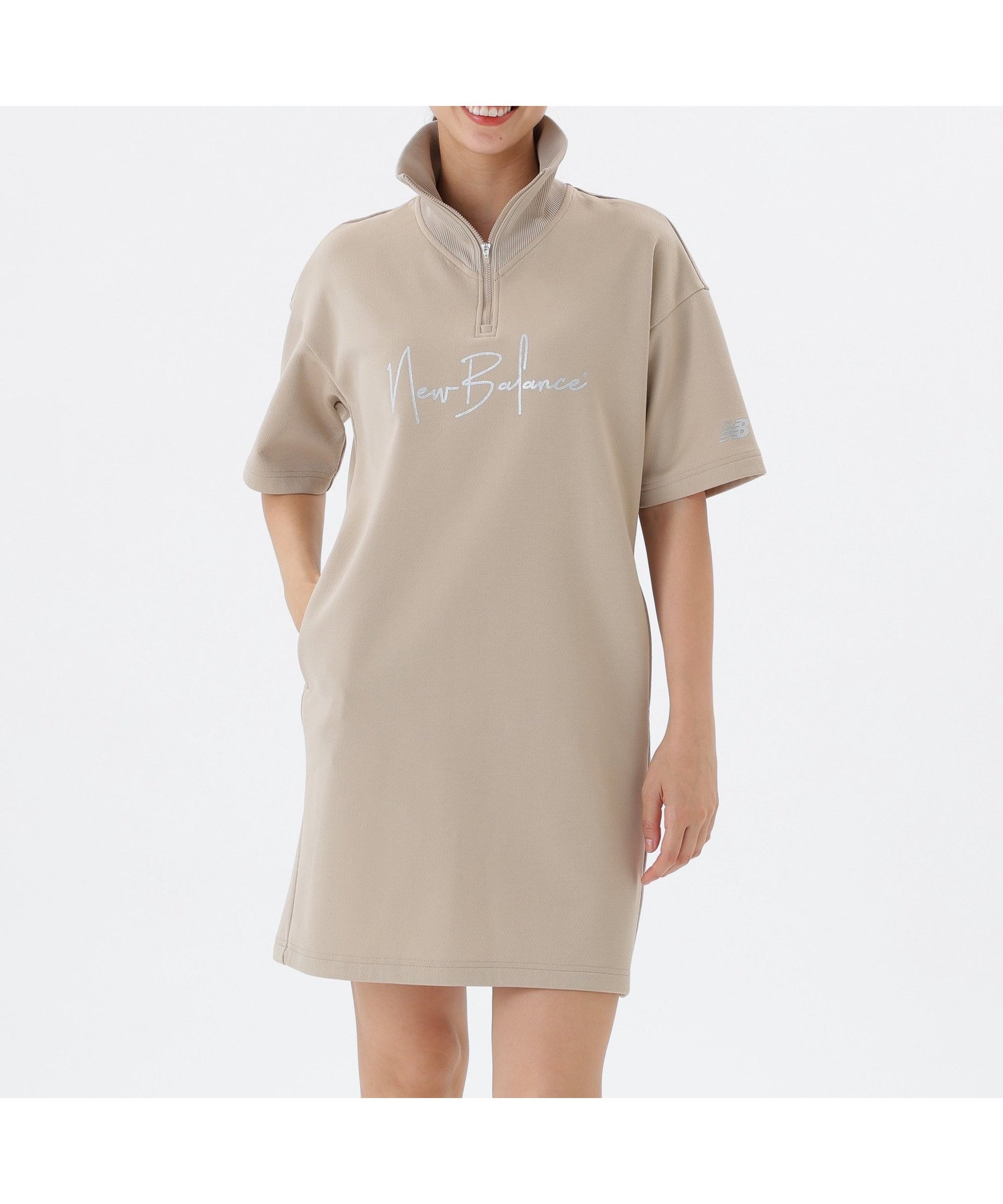 【ニューバランス ゴルフ/New Balance Golf】の保形性 ストレッチ スウェット ハーフジップ ワンピース (WOMENS) インテリア・キッズ・メンズ・レディースファッション・服の通販 founy(ファニー) 　ファッション　Fashion　レディースファッション　Fashion for Women　ワンピース　Dresses　スウェット / スエット　Sweatshirt, Sweatwear　ストレッチ　Stretch, Stretchy Fabric　リラックス　Relax, Relaxed Fit　ベージュ3|ID: prp329100004836043 ipo3291000000035226031