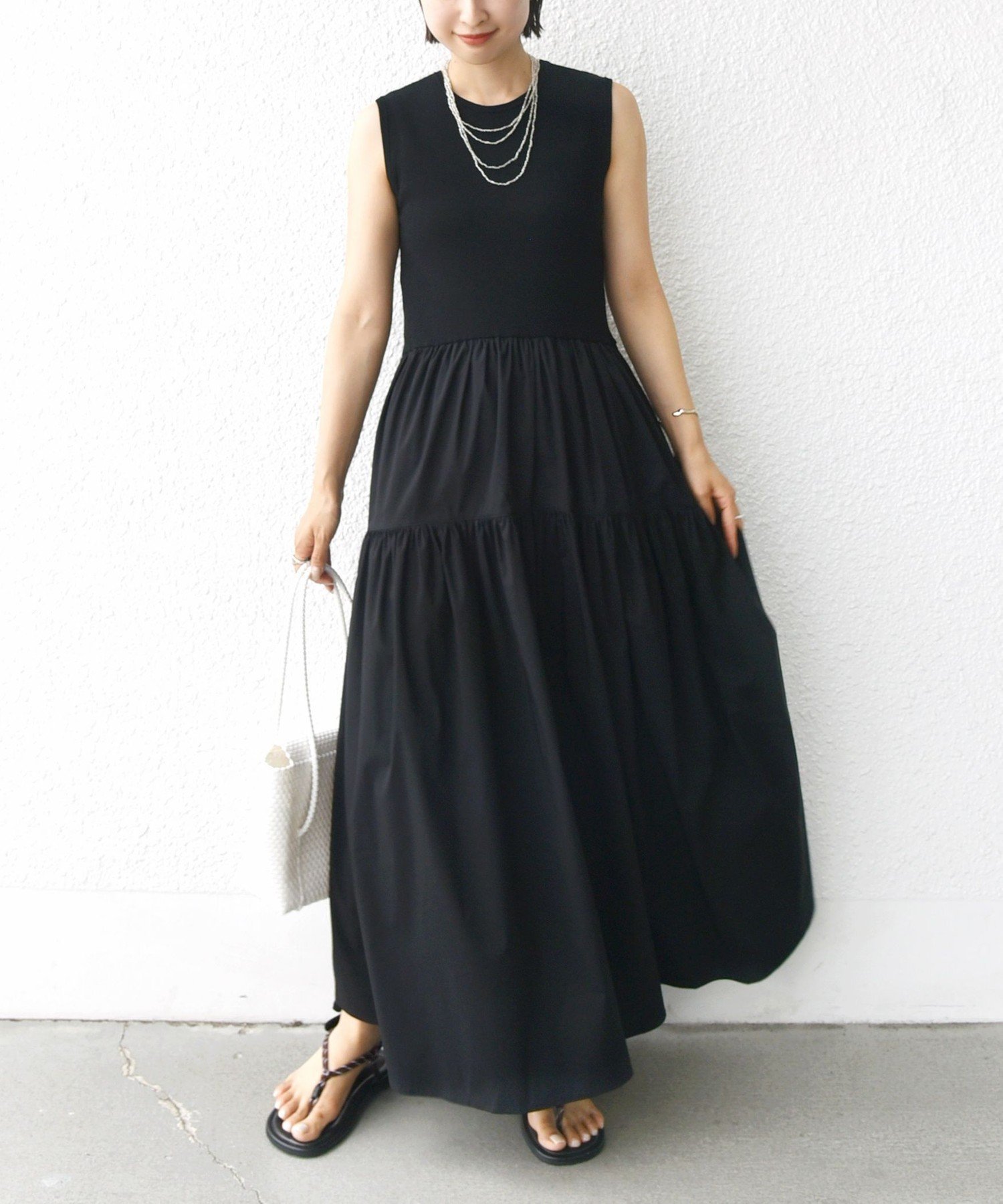 【シップス フォー ウィメン/SHIPS】の手洗い可能 コットン リブ ノースリーブ * 布帛 スカート ワンピース インテリア・キッズ・メンズ・レディースファッション・服の通販 founy(ファニー) 　ファッション　Fashion　レディースファッション　Fashion for Women　スカート　Skirts　サンダル　Sandals, Summer Shoes　ジャケット　Jacket, Outerwear　スニーカー　Sneakers, Trainers　タイプライター　Typewriter Fabric, Crisp Cotton　ドッキング　Docking, Mixed Material　ノースリーブ　Sleeveless, No-Sleeve　ポケット　Pocket, Pocket Detail　羽織　Haori, Light Jacket　ロング　Long, Long-Length　おすすめ　Recommended / Our Picks　夏　Summer　2025年　2025　2025春夏・S/S　Spring/Summer 2025 SS25　ブラック|ID: prp329100004836045 ipo3291000000035226062