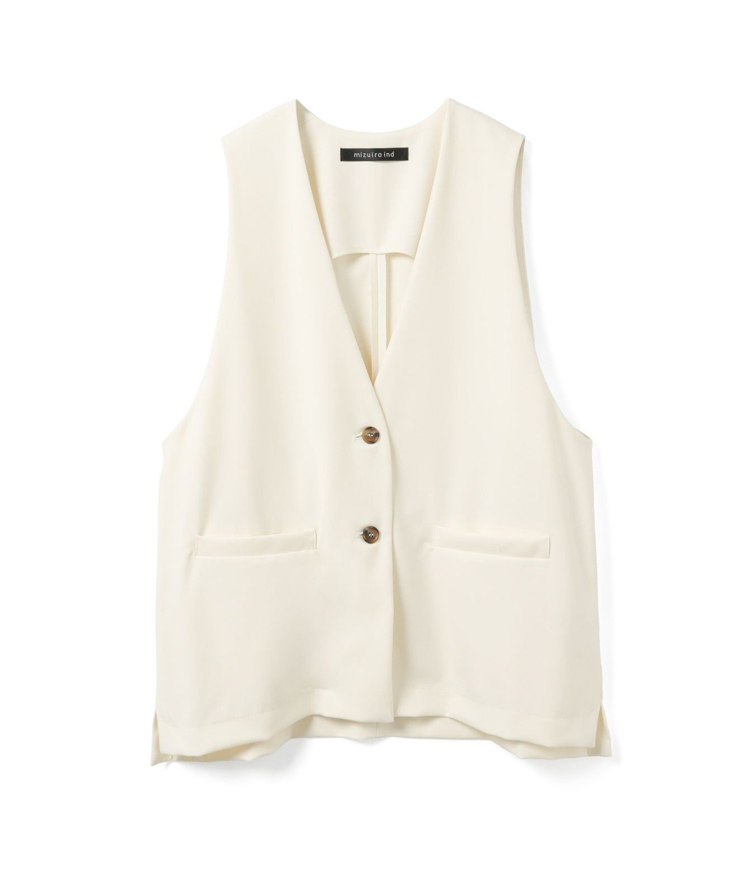 【マーコート/MARcourt】のmizuiro ind ディープVネックワイドベスト インテリア・キッズ・メンズ・レディースファッション・服の通販 founy(ファニー) 　ファッション　Fashion　レディースファッション　Fashion for Women　アウター　Coat / Outerwear Collection　トップス・カットソー　Cut & Sew Tops　ベスト&ジレ / 重ね着スタイル　Vests & Gilets　Vネックトップス　V-Neck Tops / V-Cut Neckline Shirts　ストレッチ　Stretch, Stretchy Fabric　スリット　Slit, Slit Detail　ノースリーブ　Sleeveless, No-Sleeve　フロント　Front, Front Design　ポケット　Pocket, Pocket Detail　ワイド　Wide, Wide Fit　今季　This Season, Current Season　再入荷　Restock / Back in Stock　無地　Plain, Solid Color　秋　Autumn　アイボリー|ID: prp329100004836047 ipo3291000000035226076