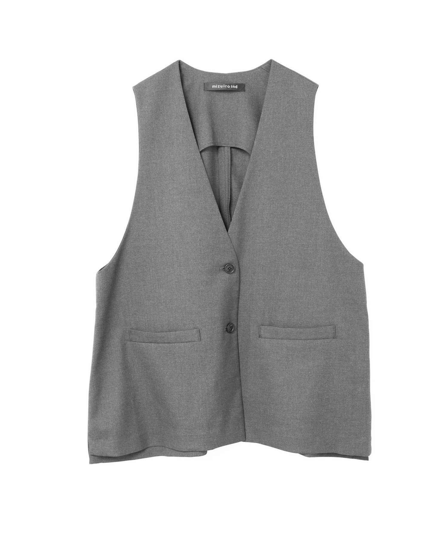 【マーコート/MARcourt】のmizuiro ind ディープVネックワイドベスト インテリア・キッズ・メンズ・レディースファッション・服の通販 founy(ファニー) 　ファッション　Fashion　レディースファッション　Fashion for Women　アウター　Coat / Outerwear Collection　トップス・カットソー　Cut & Sew Tops　ベスト&ジレ / 重ね着スタイル　Vests & Gilets　Vネックトップス　V-Neck Tops / V-Cut Neckline Shirts　ストレッチ　Stretch, Stretchy Fabric　スリット　Slit, Slit Detail　ノースリーブ　Sleeveless, No-Sleeve　フロント　Front, Front Design　ポケット　Pocket, Pocket Detail　ワイド　Wide, Wide Fit　今季　This Season, Current Season　再入荷　Restock / Back in Stock　無地　Plain, Solid Color　秋　Autumn　グレー|ID: prp329100004836047 ipo3291000000035226081