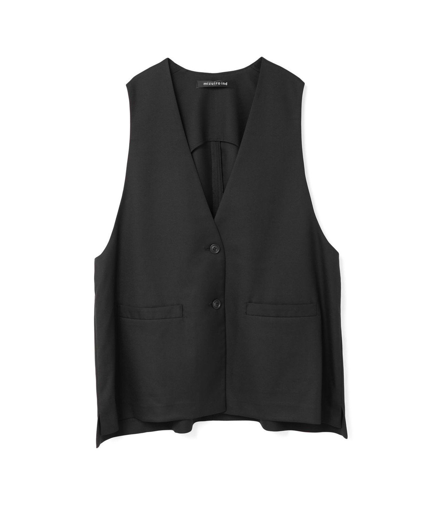【マーコート/MARcourt】のmizuiro ind ディープVネックワイドベスト インテリア・キッズ・メンズ・レディースファッション・服の通販 founy(ファニー) 　ファッション　Fashion　レディースファッション　Fashion for Women　アウター　Coat / Outerwear Collection　トップス・カットソー　Cut & Sew Tops　ベスト&ジレ / 重ね着スタイル　Vests & Gilets　Vネックトップス　V-Neck Tops / V-Cut Neckline Shirts　ストレッチ　Stretch, Stretchy Fabric　スリット　Slit, Slit Detail　ノースリーブ　Sleeveless, No-Sleeve　フロント　Front, Front Design　ポケット　Pocket, Pocket Detail　ワイド　Wide, Wide Fit　今季　This Season, Current Season　再入荷　Restock / Back in Stock　無地　Plain, Solid Color　秋　Autumn　ブラックA|ID: prp329100004836047 ipo3291000000035226086