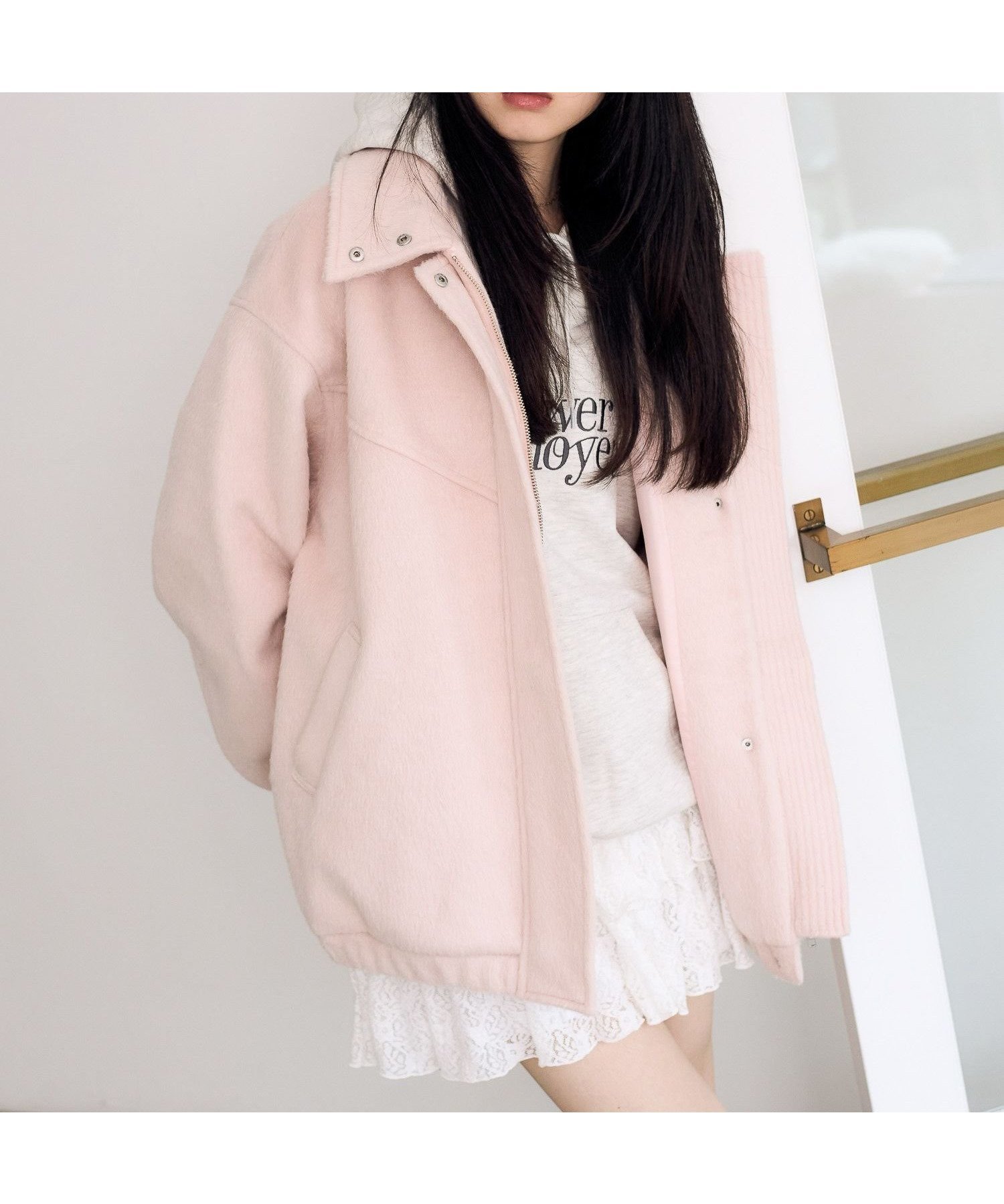 【ヘザー/Heather】のスタンドシャギーミドルブルゾン インテリア・キッズ・メンズ・レディースファッション・服の通販 founy(ファニー) 　ファッション　Fashion　レディースファッション　Fashion for Women　アウター　Coat / Outerwear Collection　ブルゾンジャケット・スポーティアウター　Blouson Jackets　おすすめ　Recommended / Our Picks　スタンド　Stand Collar, Upright Stand　デニム　Denim, Jeans Material　フェミニン　Feminine, Girly　ブルゾン　Blouson, Bomber Jacket　ボトム　Bottoms, Lower Wear　ロング　Long, Long-Length　ワイド　Wide, Wide Fit　春　Spring　ピンク|ID: prp329100004836057 ipo3291000000035226182