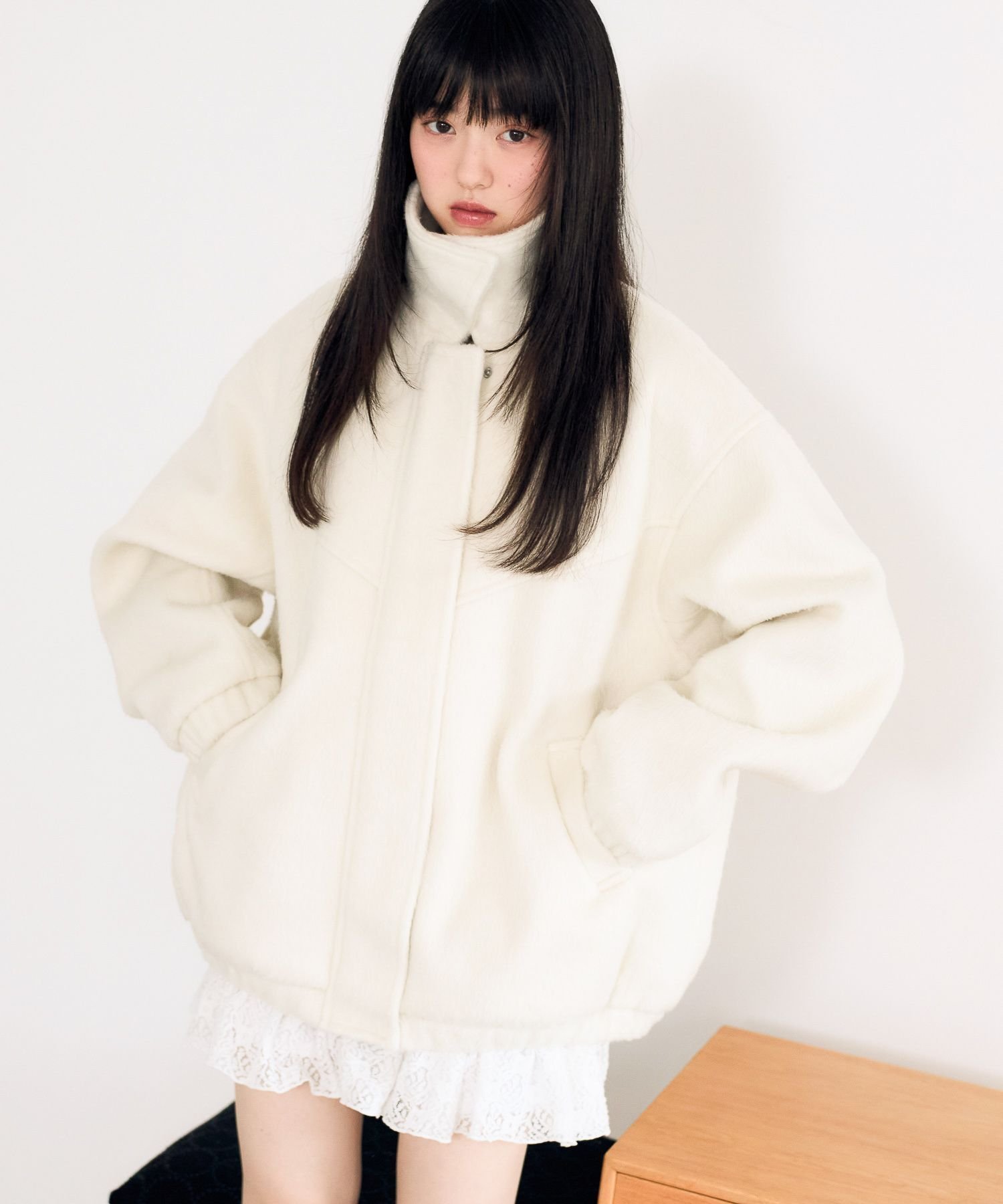 【ヘザー/Heather】のスタンドシャギーミドルブルゾン インテリア・キッズ・メンズ・レディースファッション・服の通販 founy(ファニー) 　ファッション　Fashion　レディースファッション　Fashion for Women　アウター　Coat / Outerwear Collection　ブルゾンジャケット・スポーティアウター　Blouson Jackets　おすすめ　Recommended / Our Picks　スタンド　Stand Collar, Upright Stand　デニム　Denim, Jeans Material　フェミニン　Feminine, Girly　ブルゾン　Blouson, Bomber Jacket　ボトム　Bottoms, Lower Wear　ロング　Long, Long-Length　ワイド　Wide, Wide Fit　春　Spring　アイボリー|ID: prp329100004836057 ipo3291000000035226183