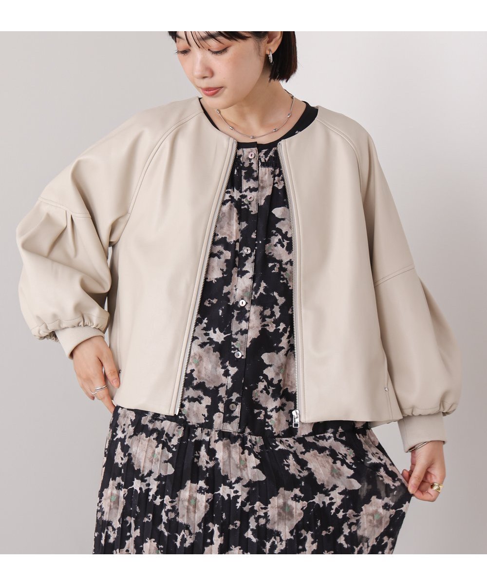 【バブ ブージュルード/Bab Bou Jeloud】のフレアスリーブフェイクレザージャケット 人気、トレンドファッション・服の通販 founy(ファニー) 　ファッション　Fashion　レディースファッション　Fashion for Women　アウター　Coat / Outerwear Collection　レディースジャケット・軽アウター　Jackets　コンパクト　Compact, Small Size　軽量　Lightweight, Ultra Light　ストレッチ　Stretch, Stretchy Fabric　スリーブ　Sleeve, Long Sleeve / Short Sleeve　バルーン　Balloon, Balloon Silhouette　フェイクレザー　Faux Leather, PU Leather　フェミニン　Feminine, Girly　フレア　Flare, Flared　フロント　Front, Front Design　ボトム　Bottoms, Lower Wear　再入荷　Restock / Back in Stock　 other-1|ID: prp329100004836066 ipo3291000000035226247